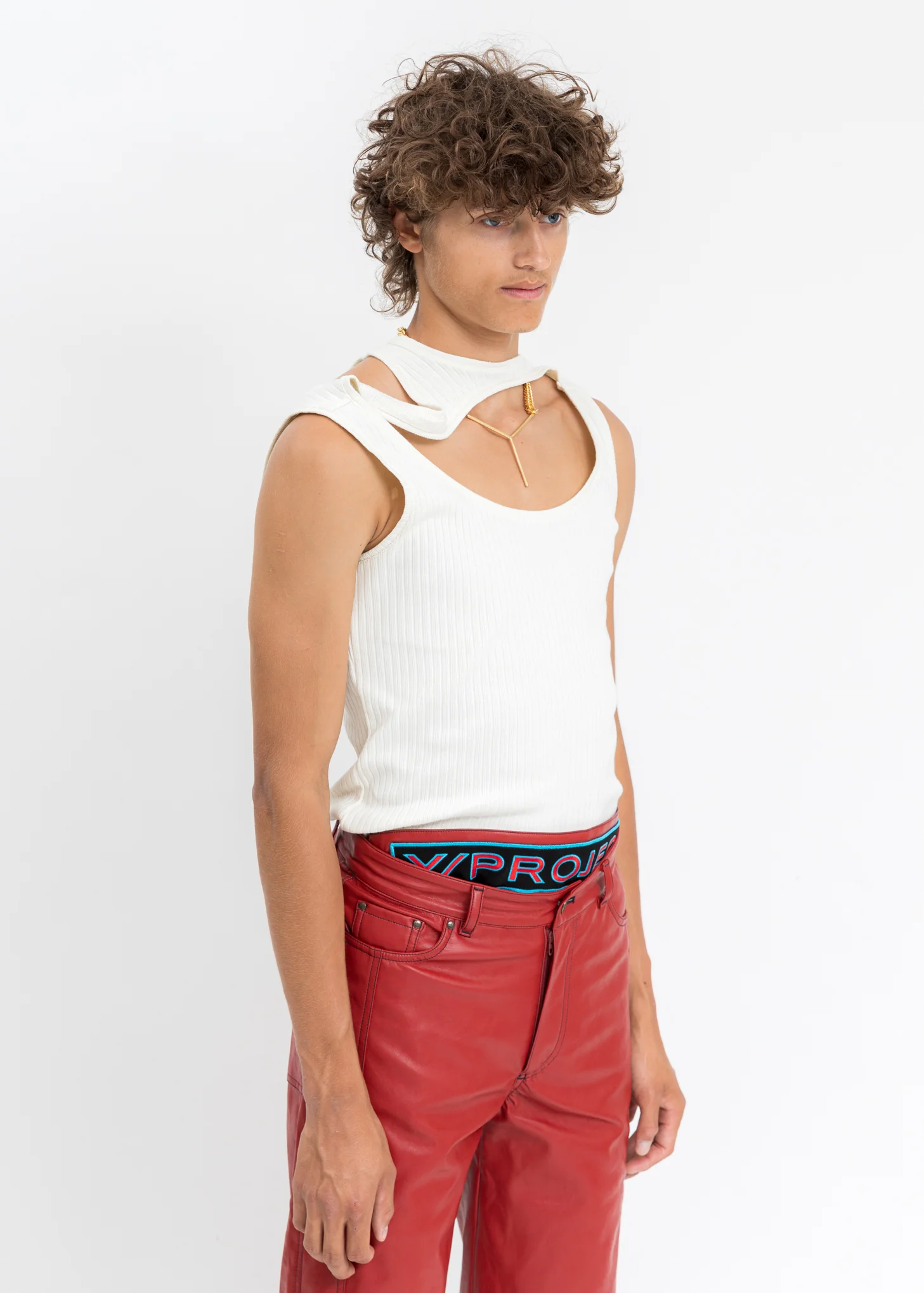 Cream Three Neck Polo Tank Top - Image 2