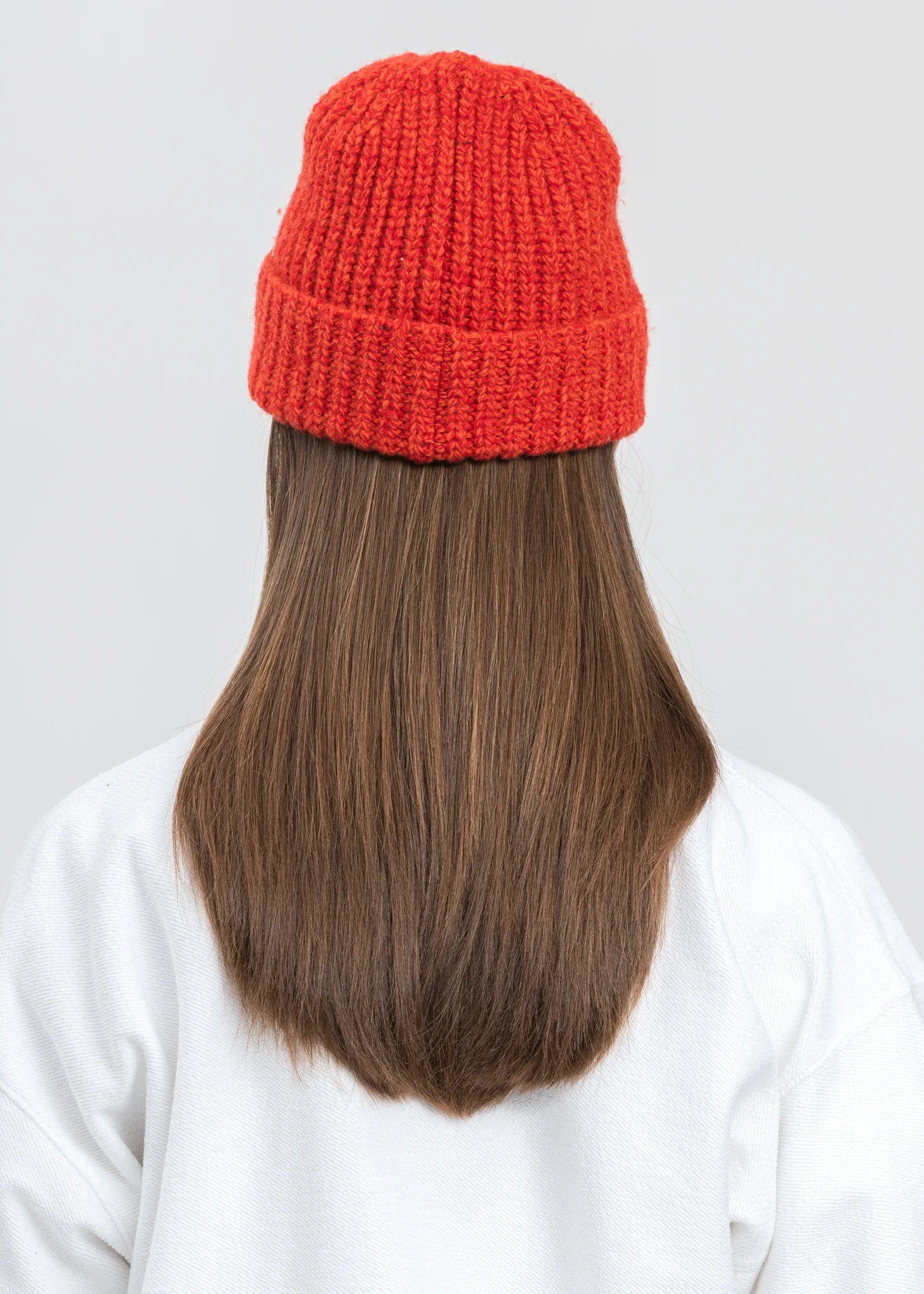 Red Logo Leather Patch Embroidered Beanie - Image 3