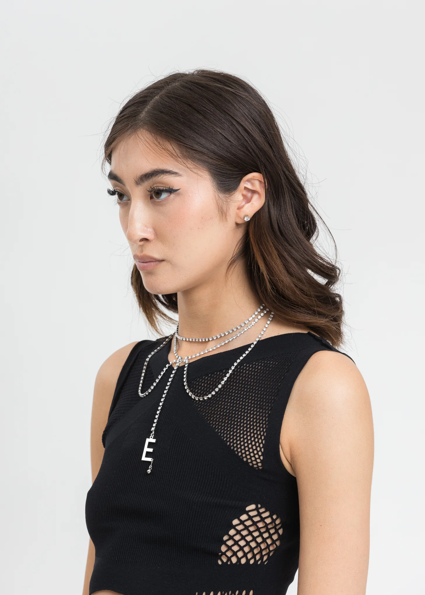 Crystal E Logo Necklace - Image 3