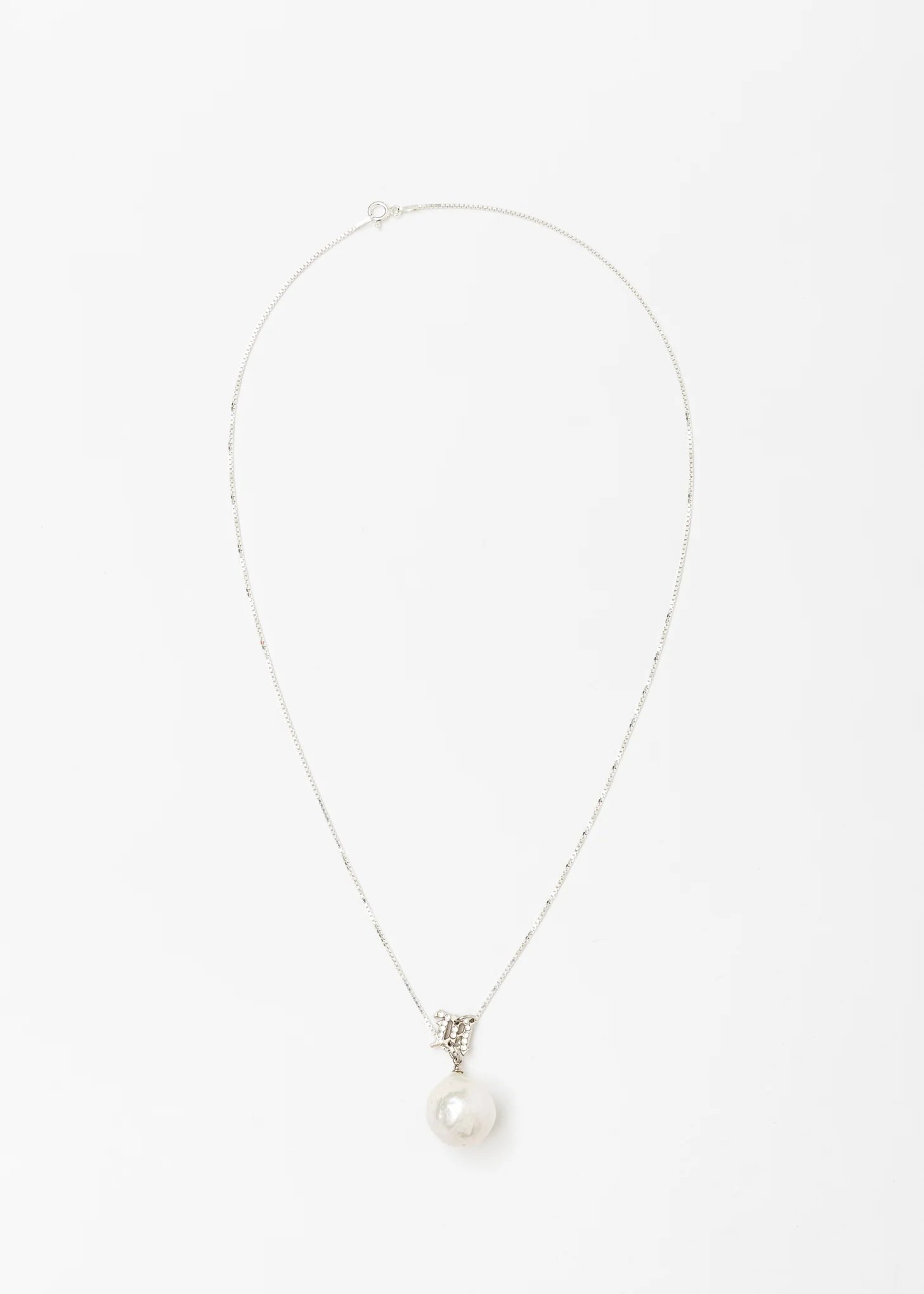 Crystal Monogram Baroque Pearl White Pendant Necklace