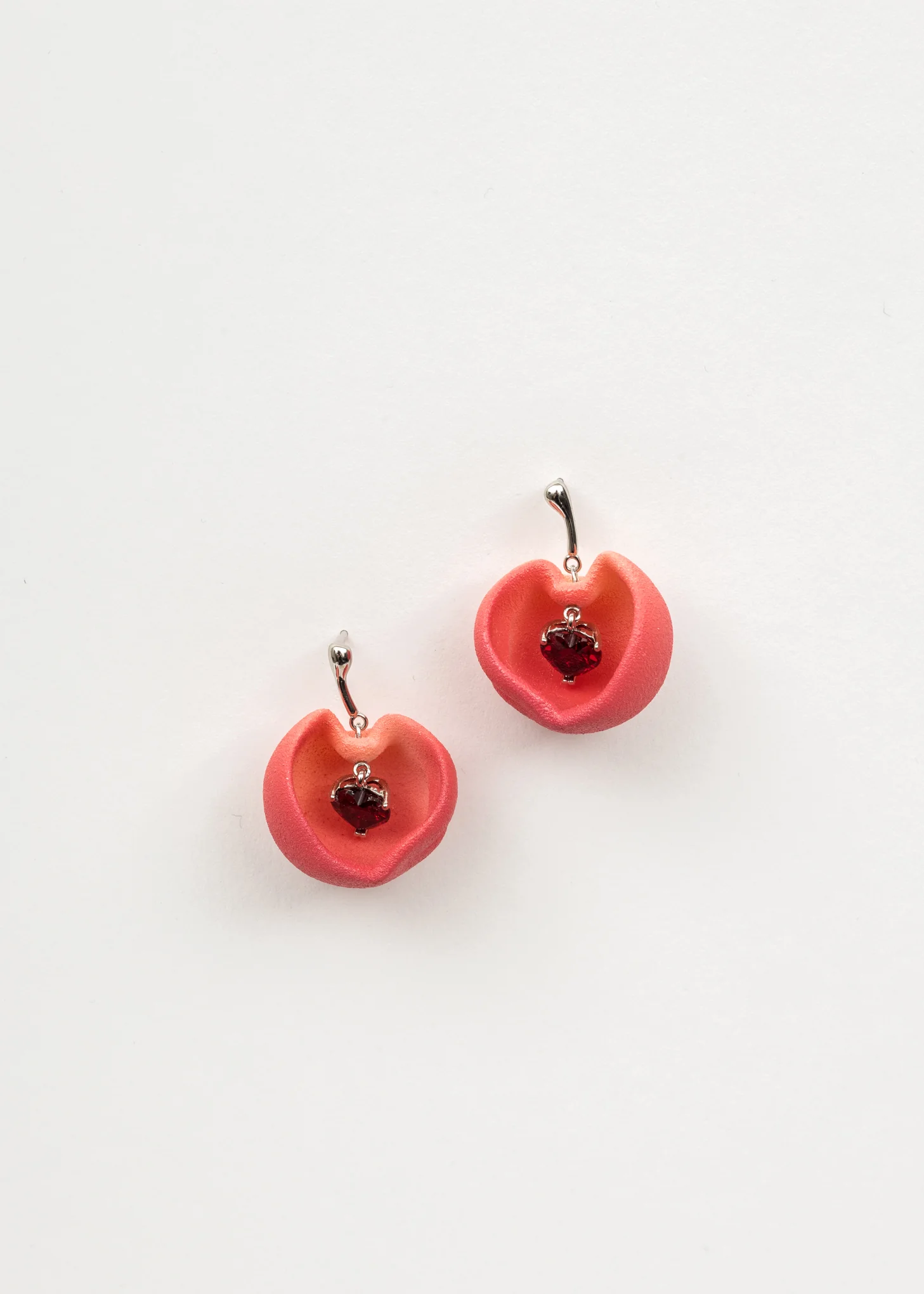Cut Peach With Red Diamond Earring - Single