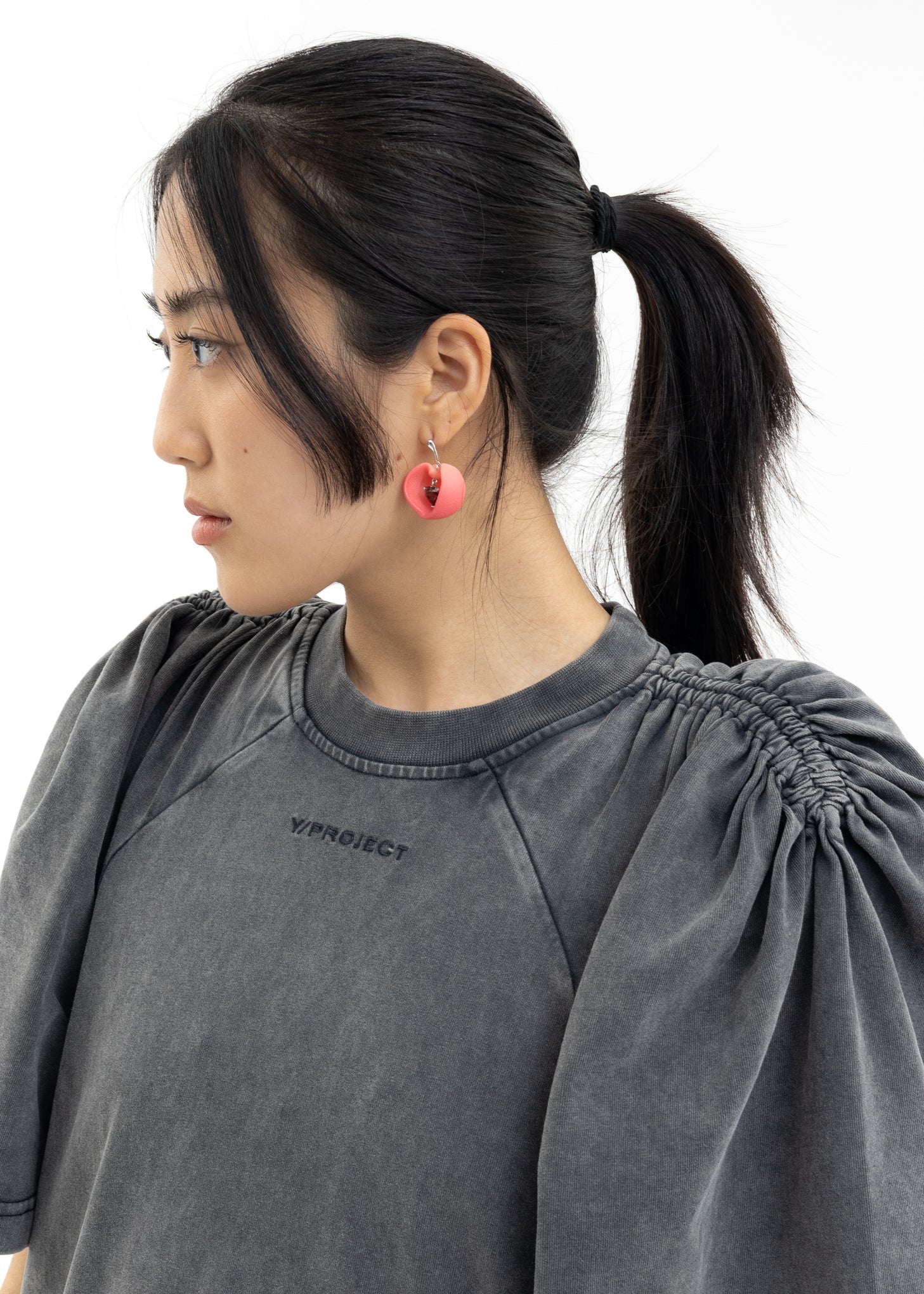 Cut Peach With Red Diamond Earring - Single - Image 3