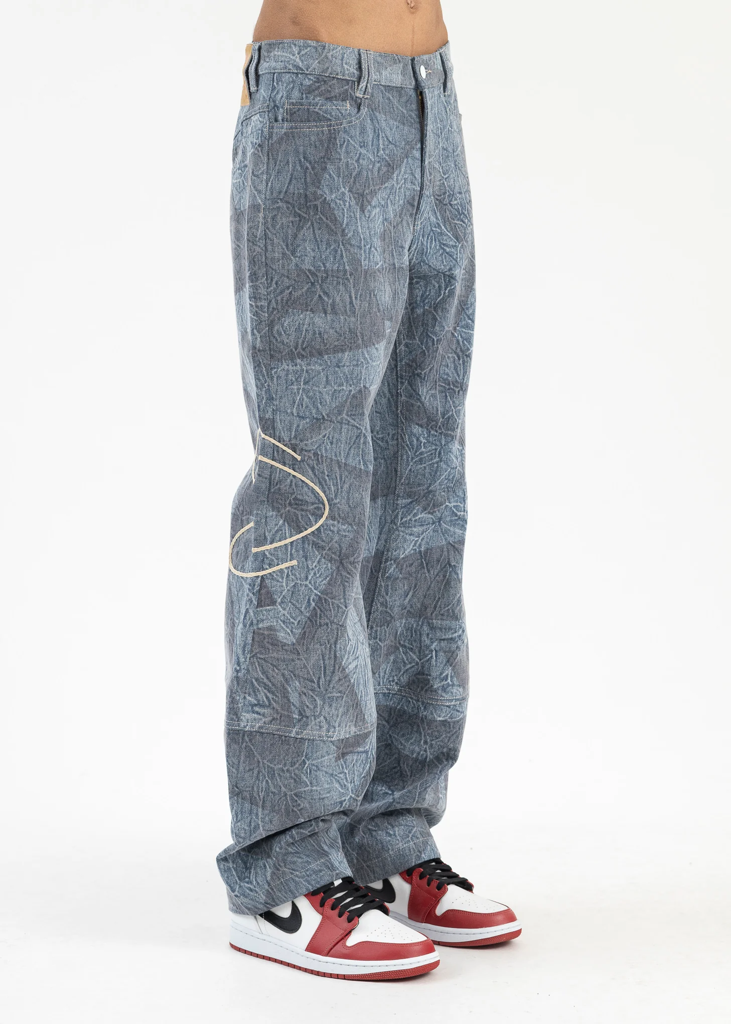 CYBER BLUE JON PATTERN WASHED HOURGLASS JEANS - Image 4