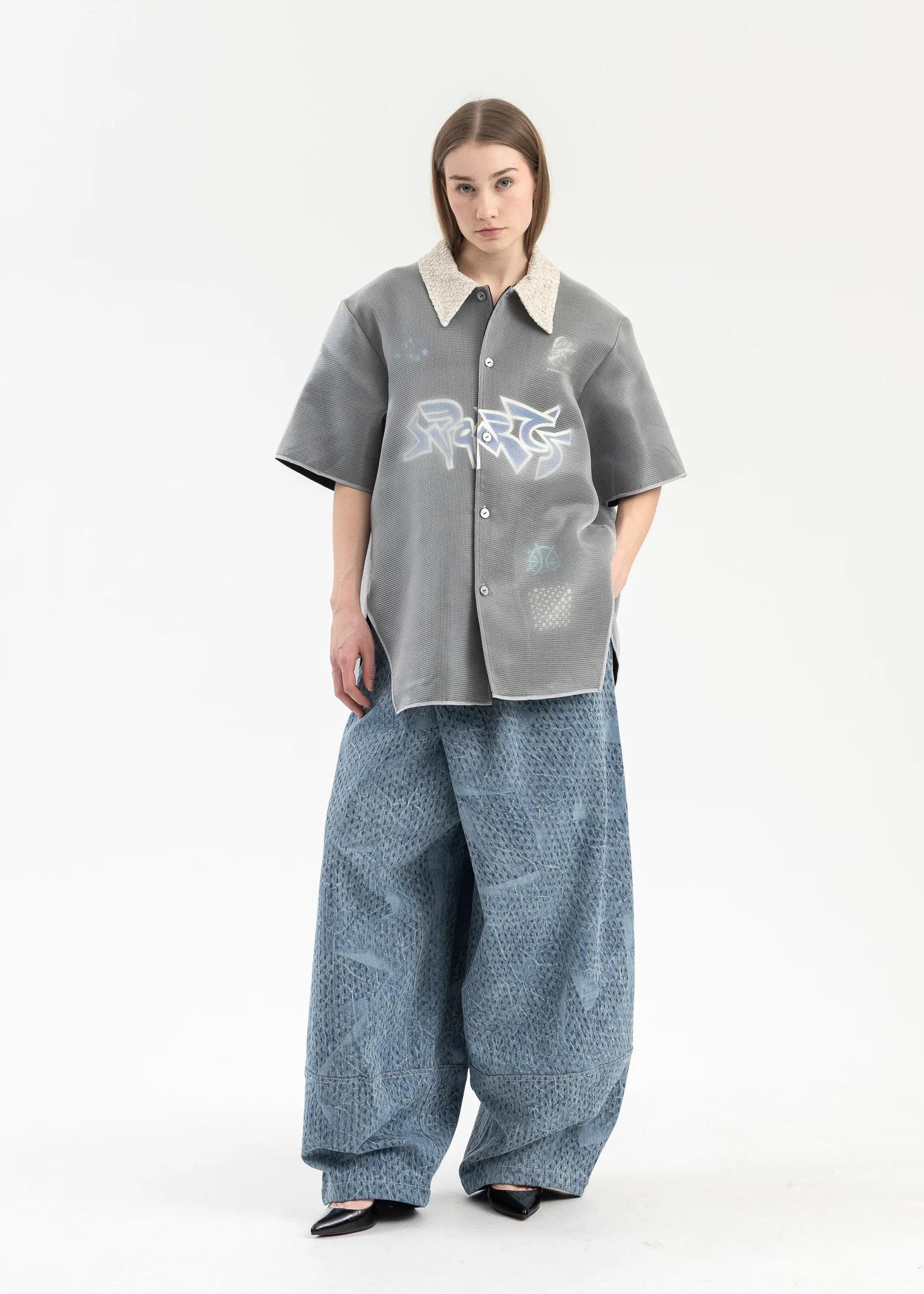 CYBER BLUE LAMAR PATTERN WASHED JEANS - Image 7