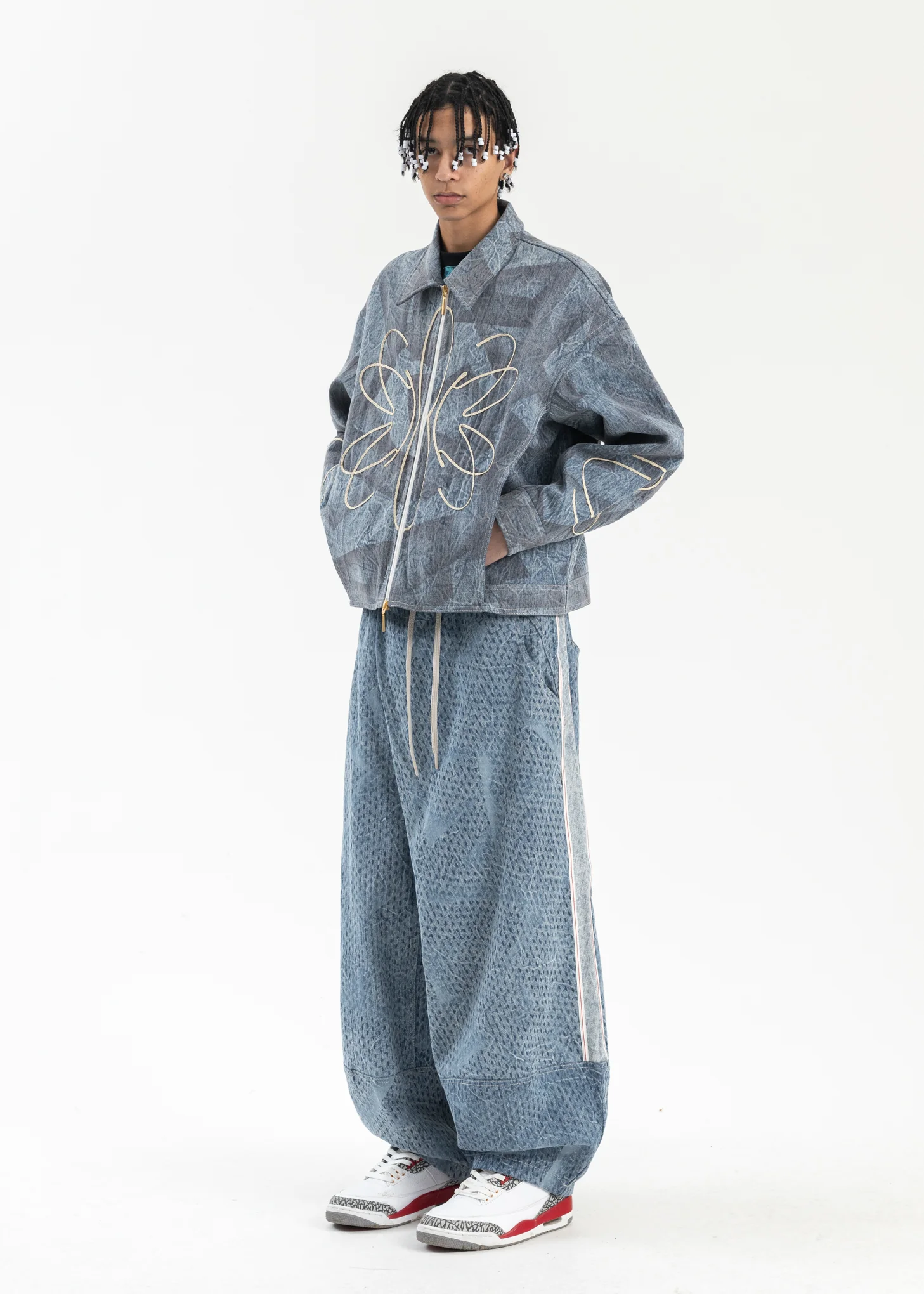 CYBER BLUE LAMAR PATTERN WASHED JEANS - Image 5