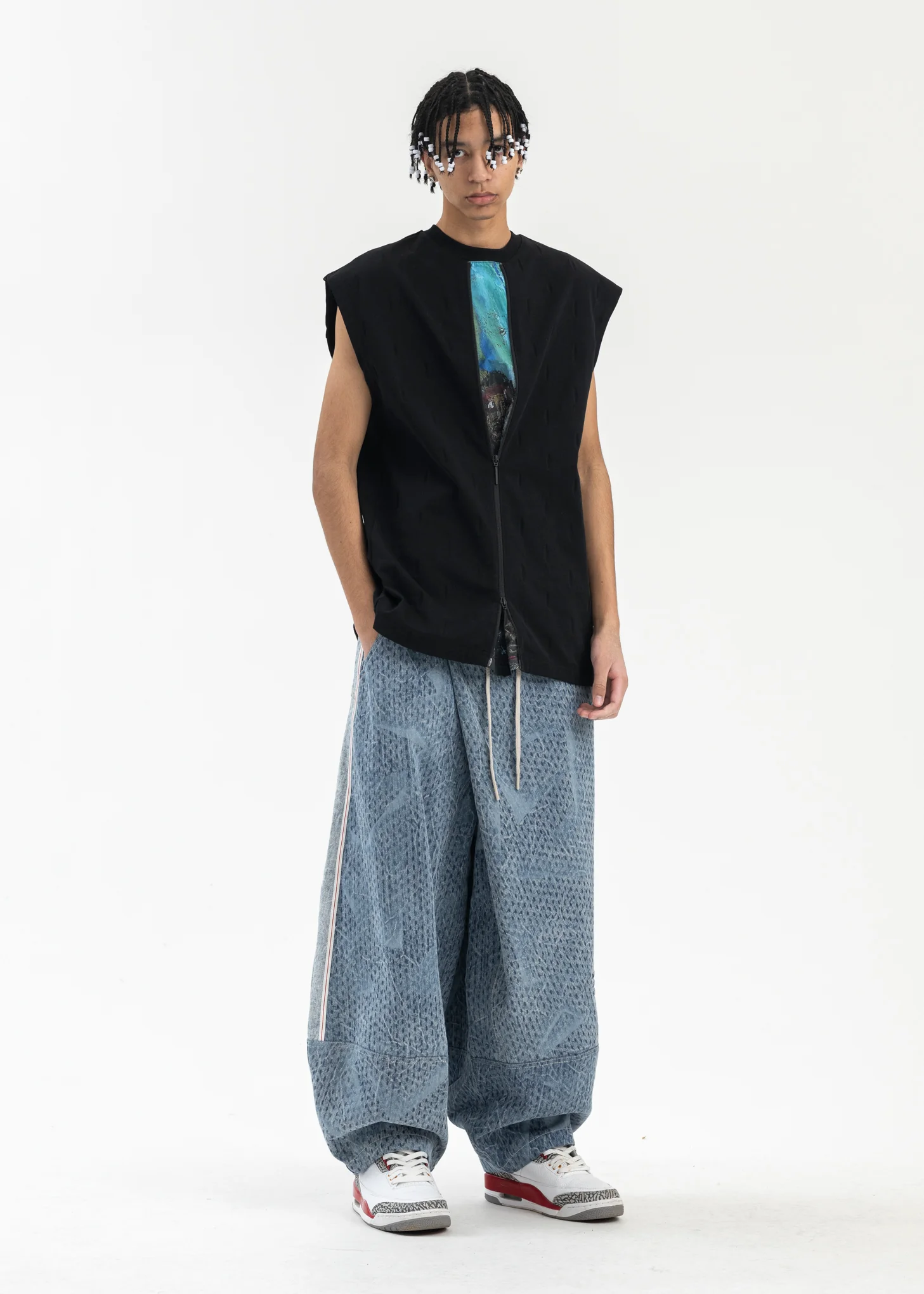 CYBER BLUE LAMAR PATTERN WASHED JEANS - Image 6