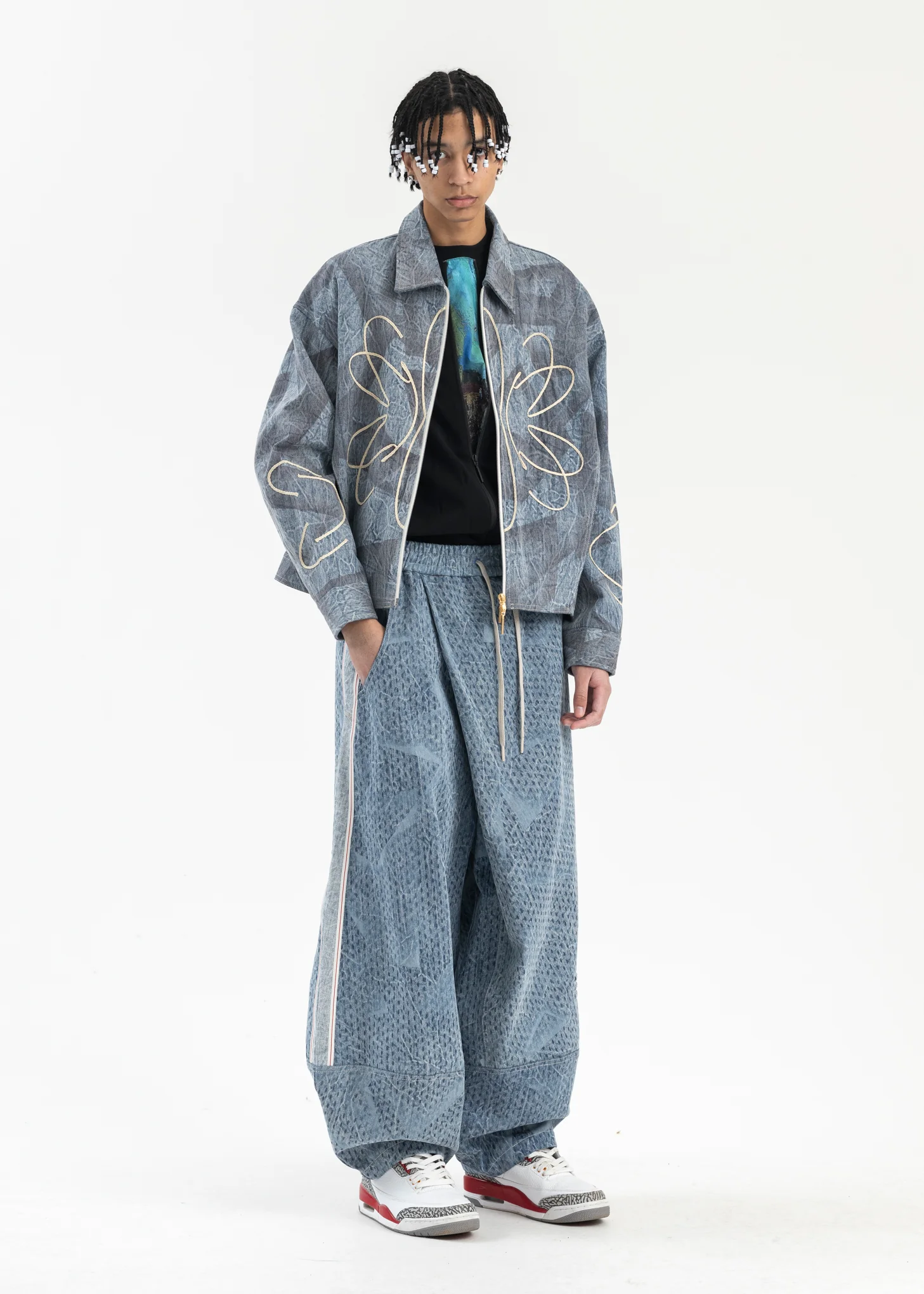CYBER BLUE LAMAR PATTERN WASHED JEANS - Image 7