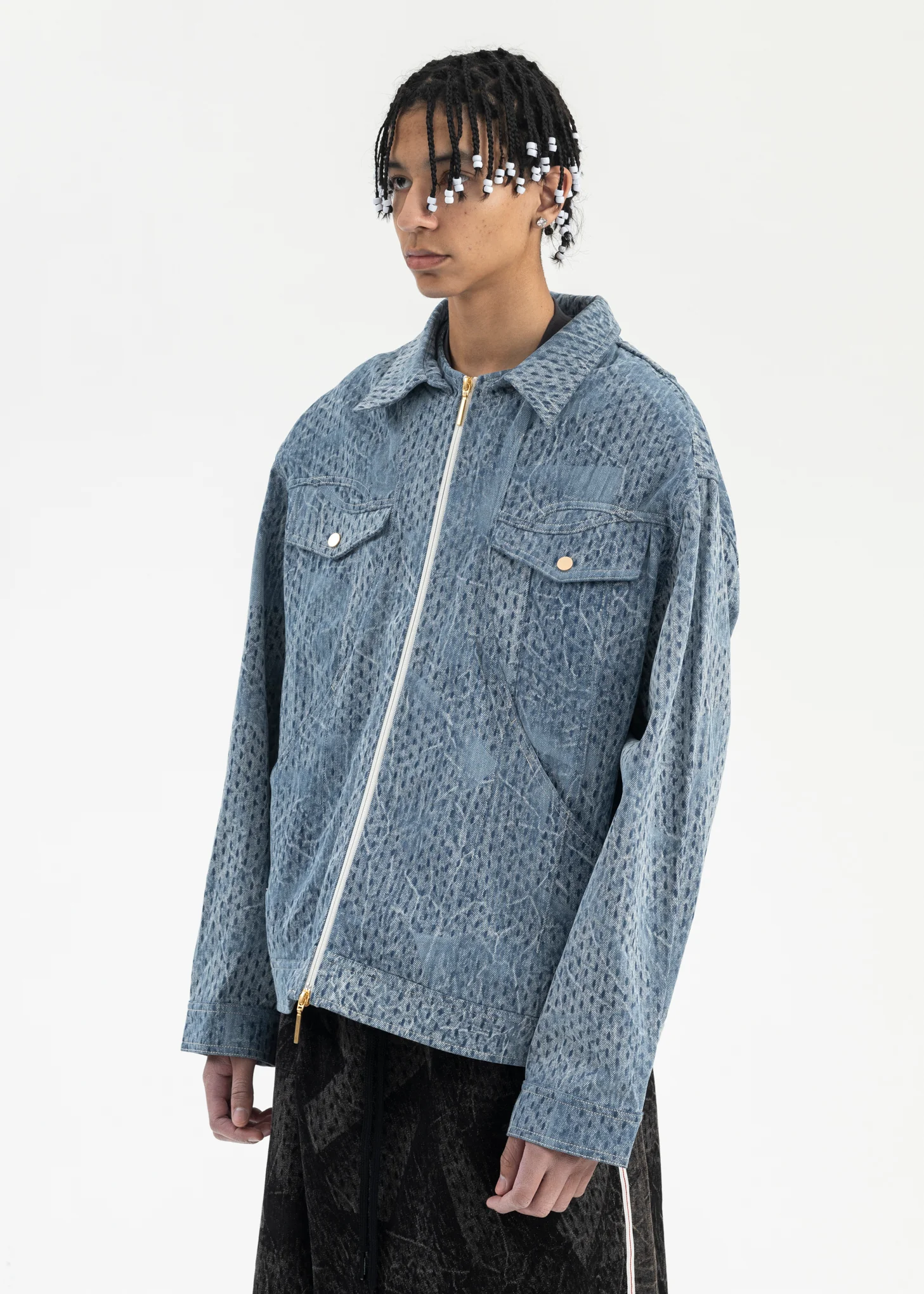 CYBER BLUE LENNY DENIM JACKET - Image 3
