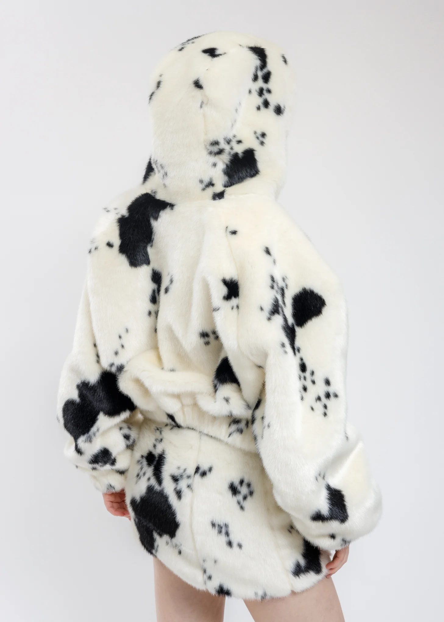 Dalmation Faux Fur Hoop Zip Bomber - Image 2