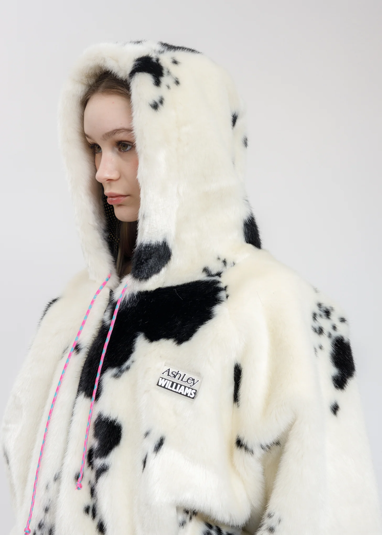 Dalmation Faux Fur Hoop Zip Bomber - Image 6