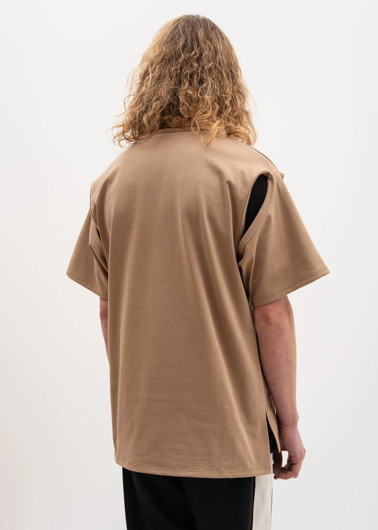 Dark Beige 2Way T-Shirt - Image 3