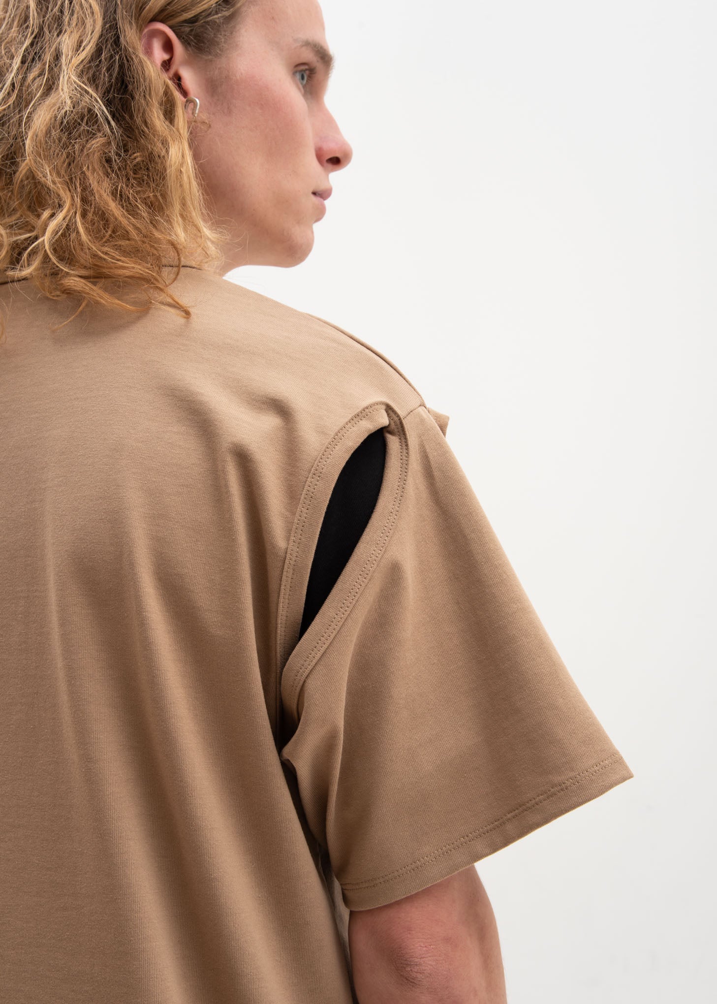 Dark Beige 2Way T-Shirt - Image 5