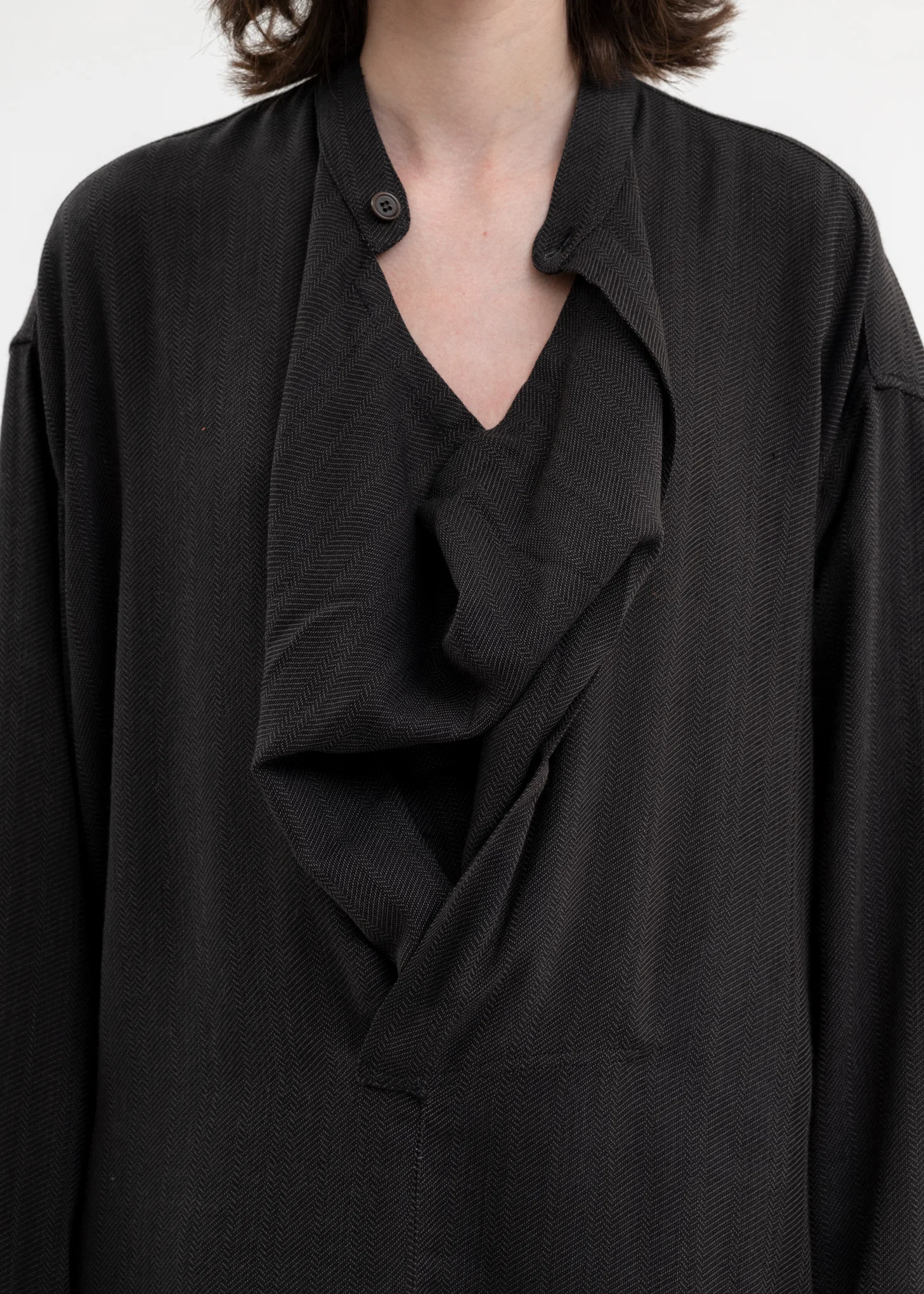 DARK BROWN Band Collar Shirt - Image 2