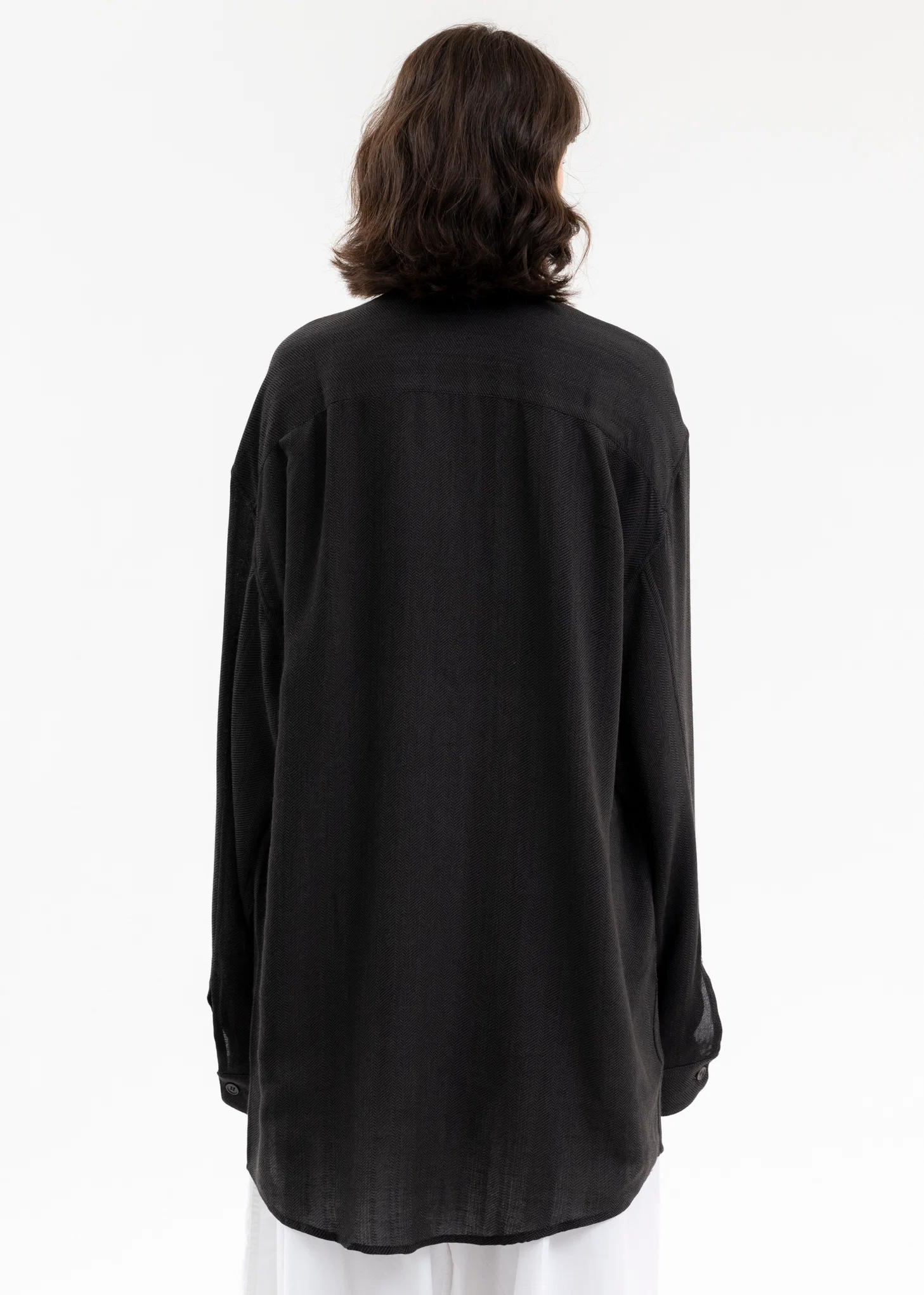 DARK BROWN Band Collar Shirt - Image 4
