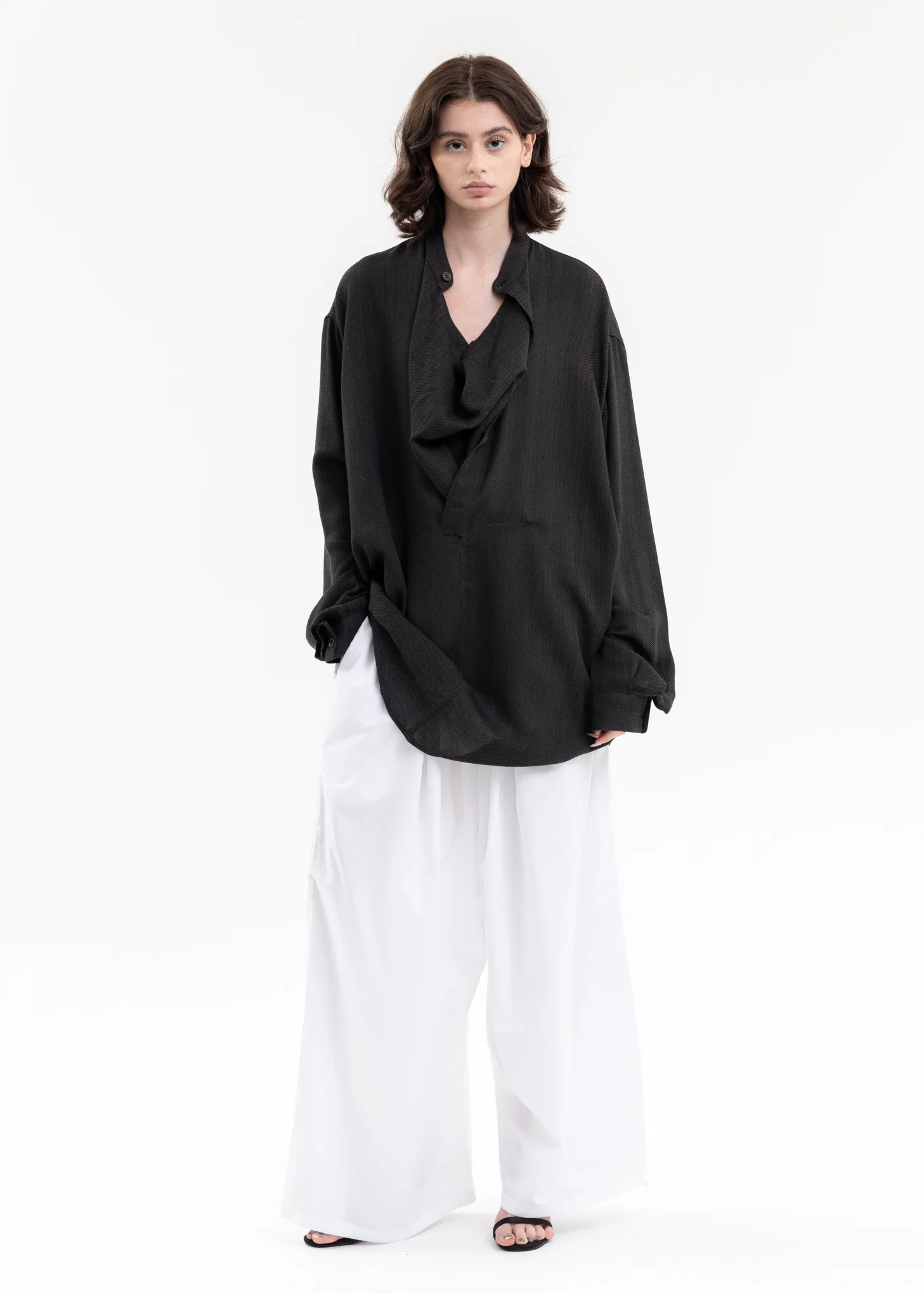 DARK BROWN Band Collar Shirt - Image 5