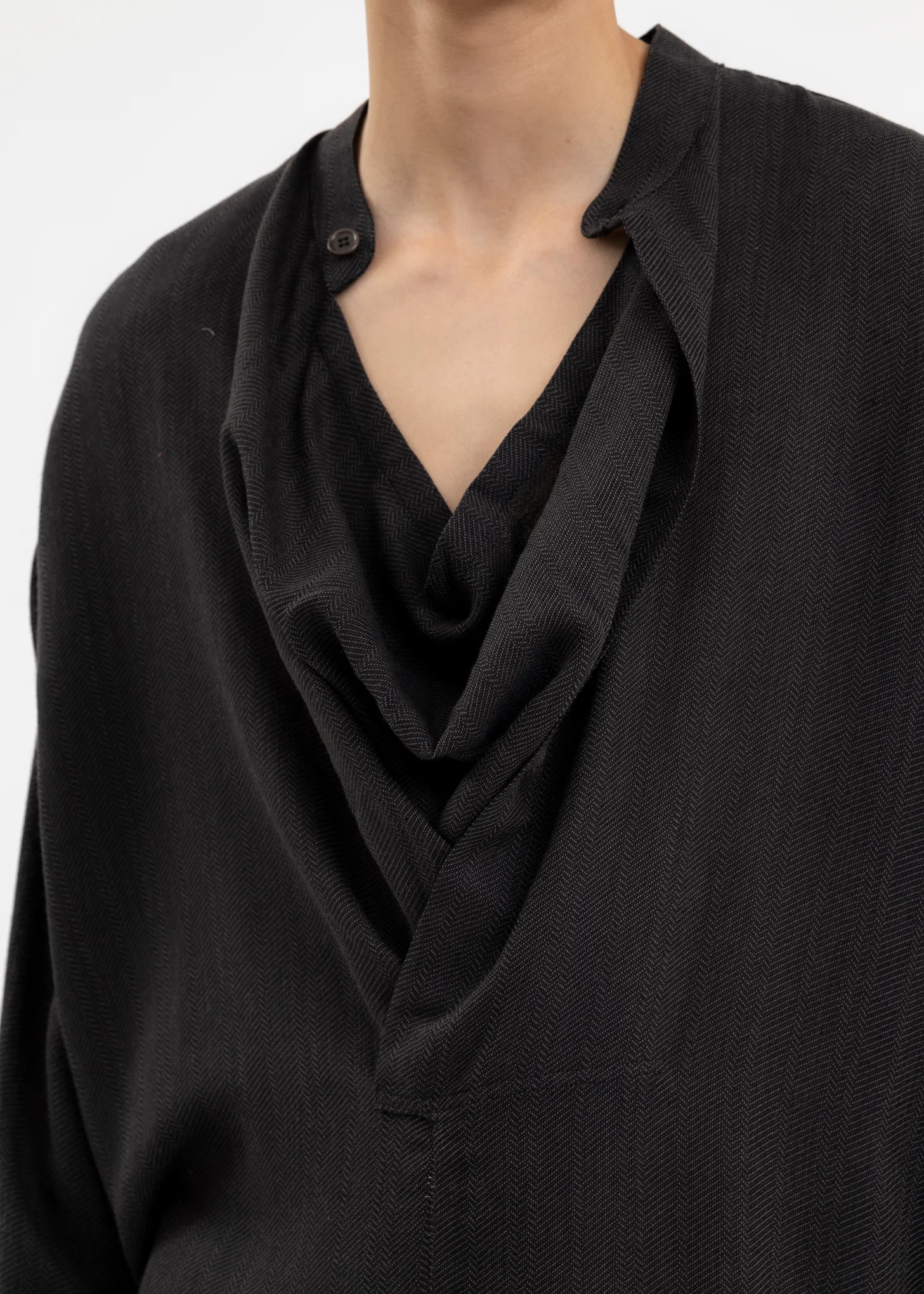 DARK BROWN Band Collar Shirt - Image 2