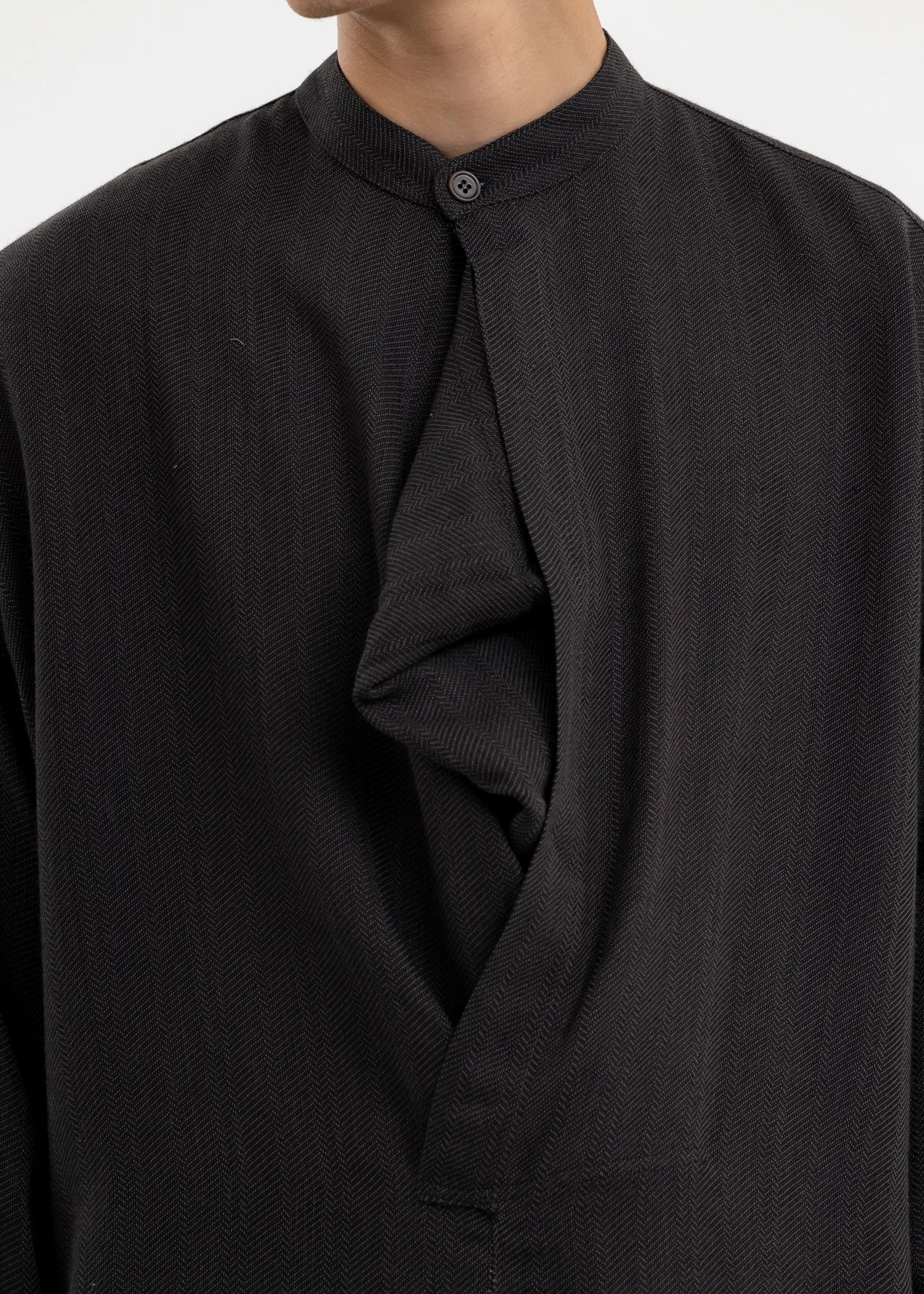 DARK BROWN Band Collar Shirt - Image 5