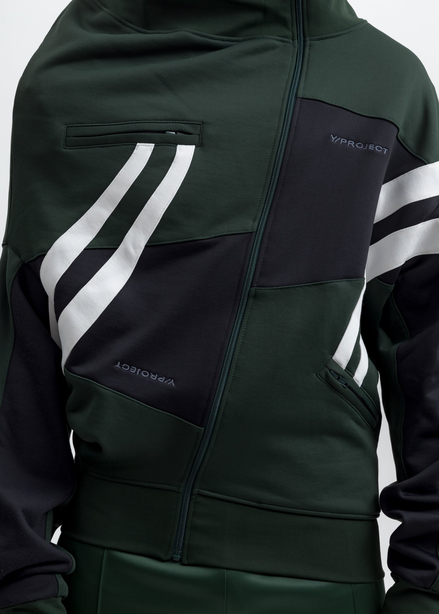 Dark Green And White Upside Down Sweater Jacket - Image 4