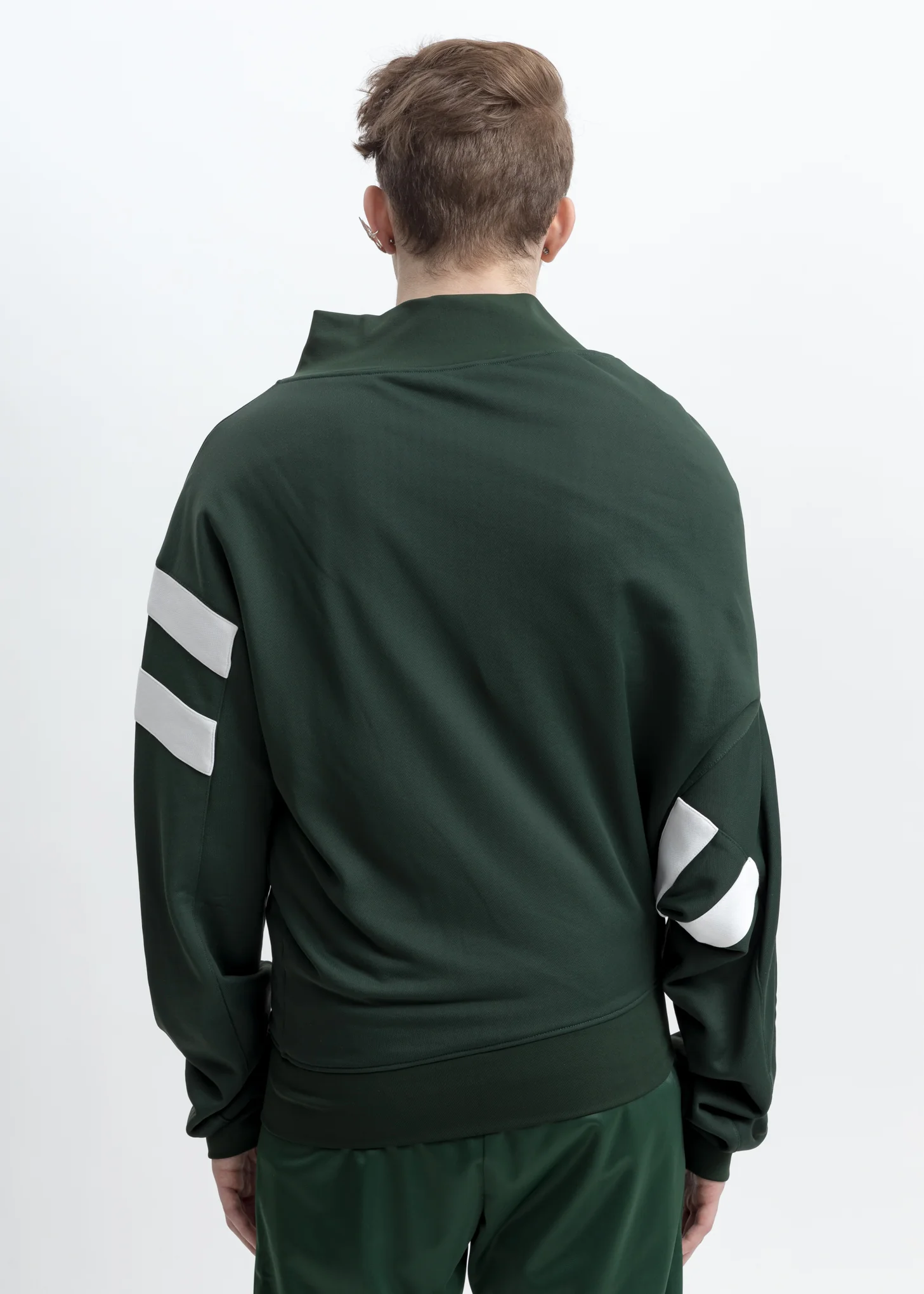 Dark Green And White Upside Down Sweater Jacket - Image 5