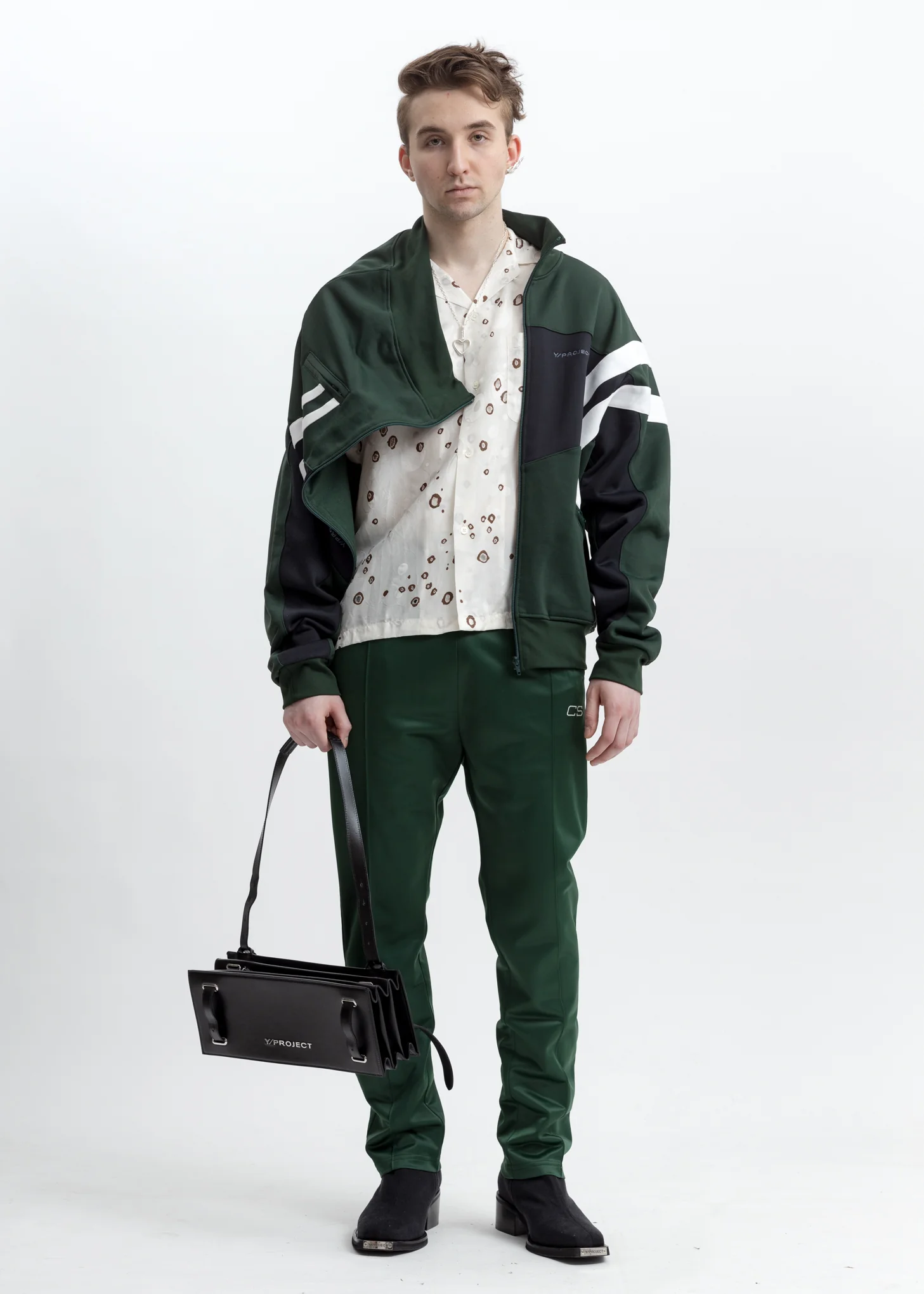 Dark Green And White Upside Down Sweater Jacket - Image 7