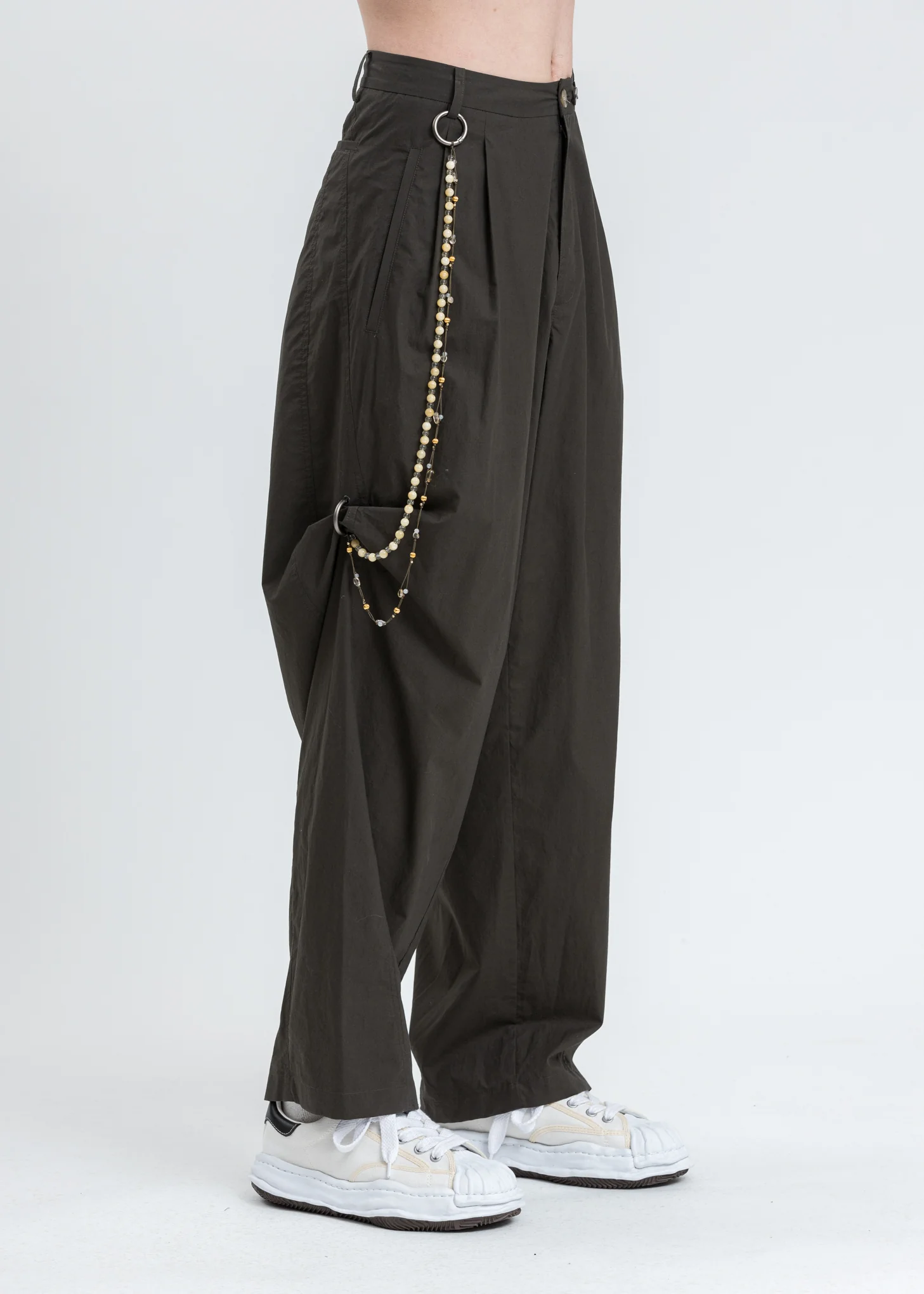 Dark Green Chained Wide Pants - Image 2