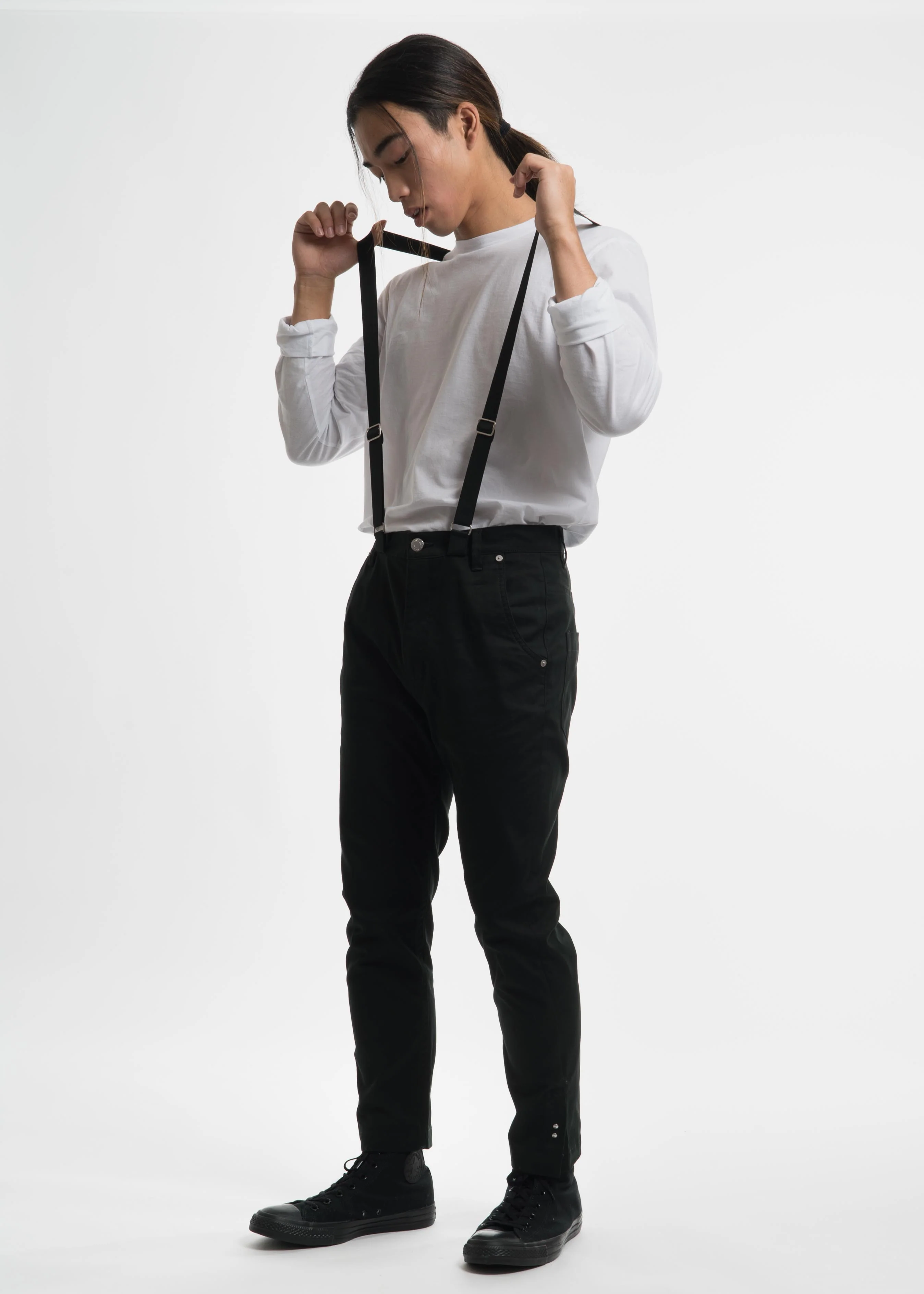 Dark Green Crop Suspender Trousers - Image 2