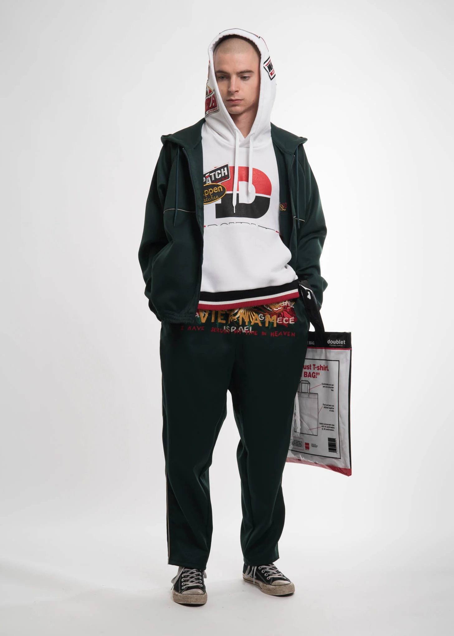Dark Green Embroidery Track Hoodie - Image 6