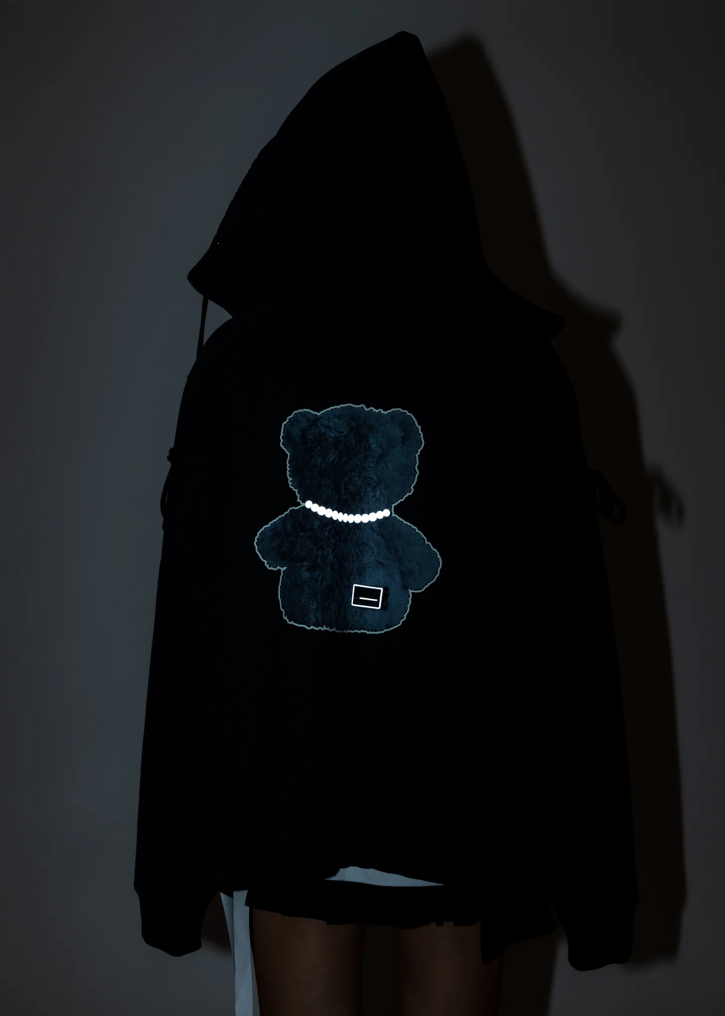 Dark Green Pearl Necklace Teddy Zip-Up Hoodie (Reflect) - Image 3