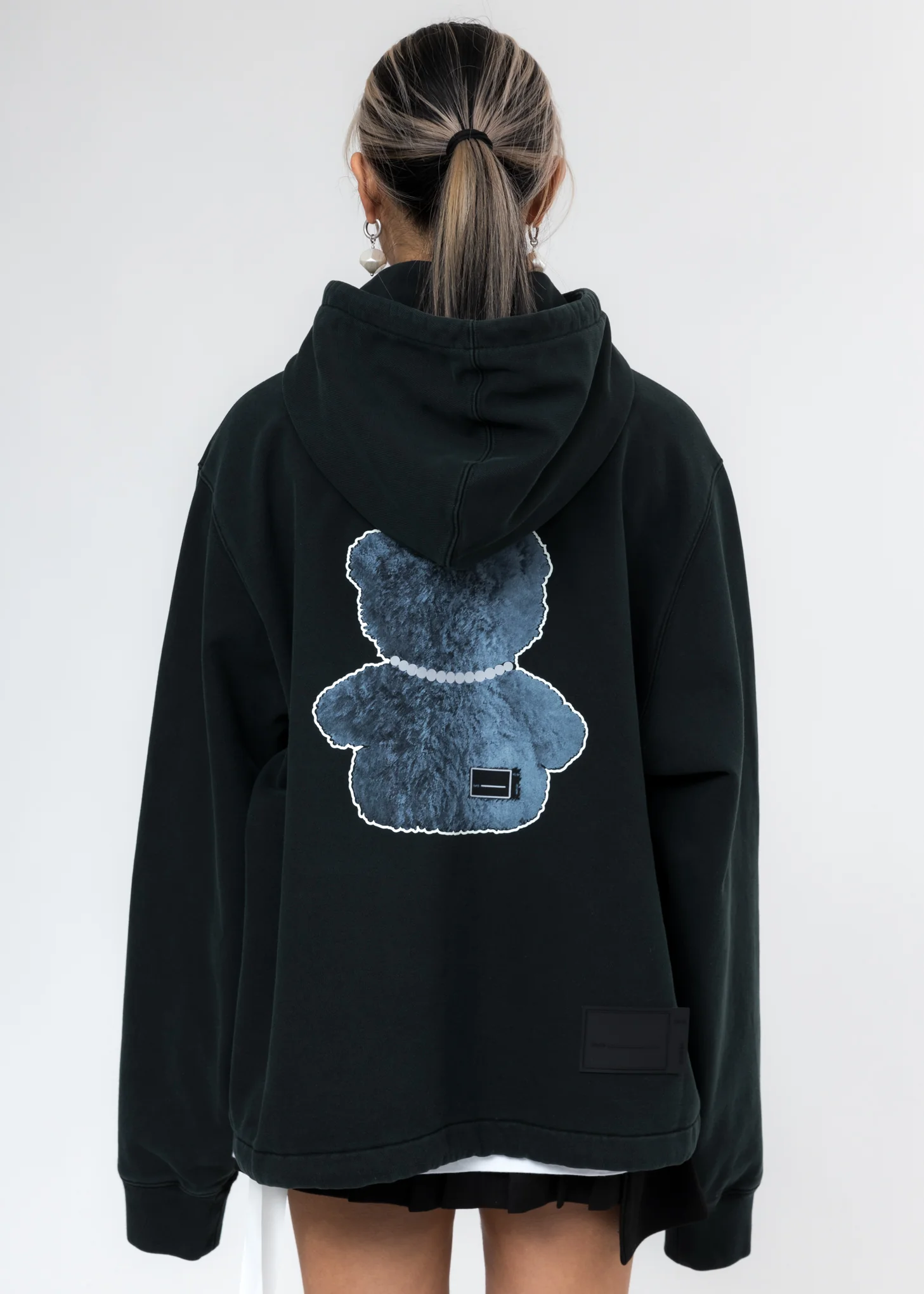 Dark Green Pearl Necklace Teddy Zip-Up Hoodie (Reflect) - Image 5
