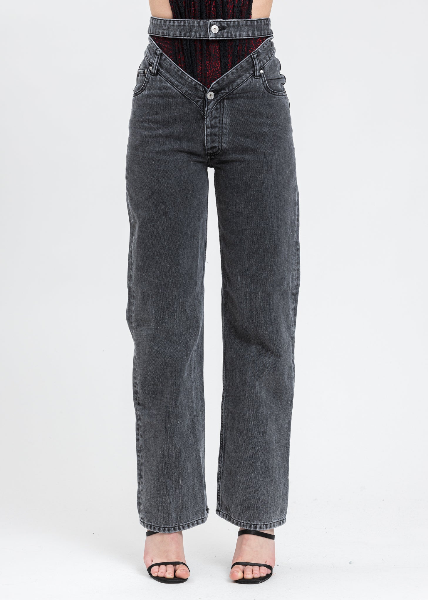 Dark Grey Crystal Rhinestone Jeans - Image 2