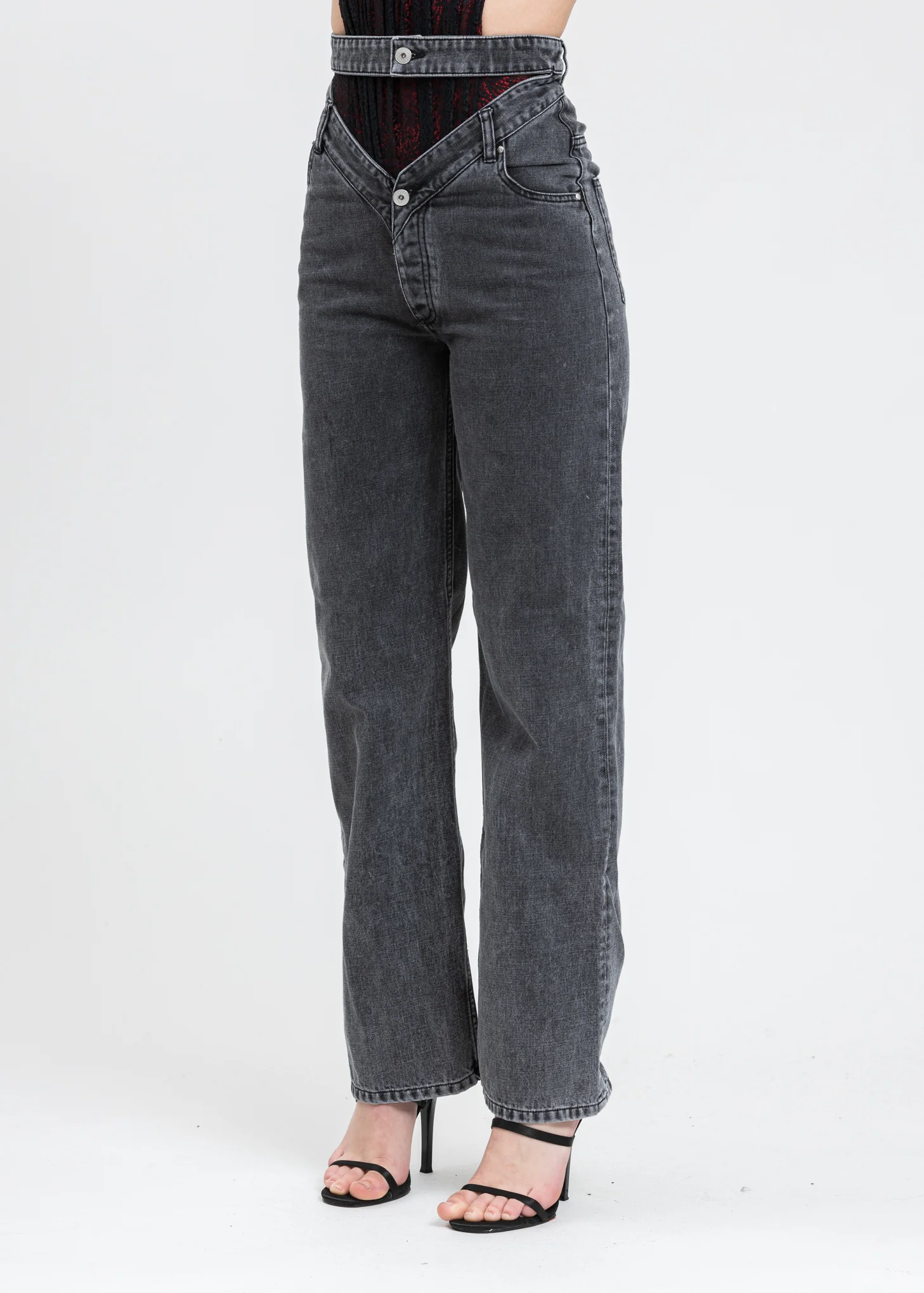 Dark Grey Crystal Rhinestone Jeans - Image 7