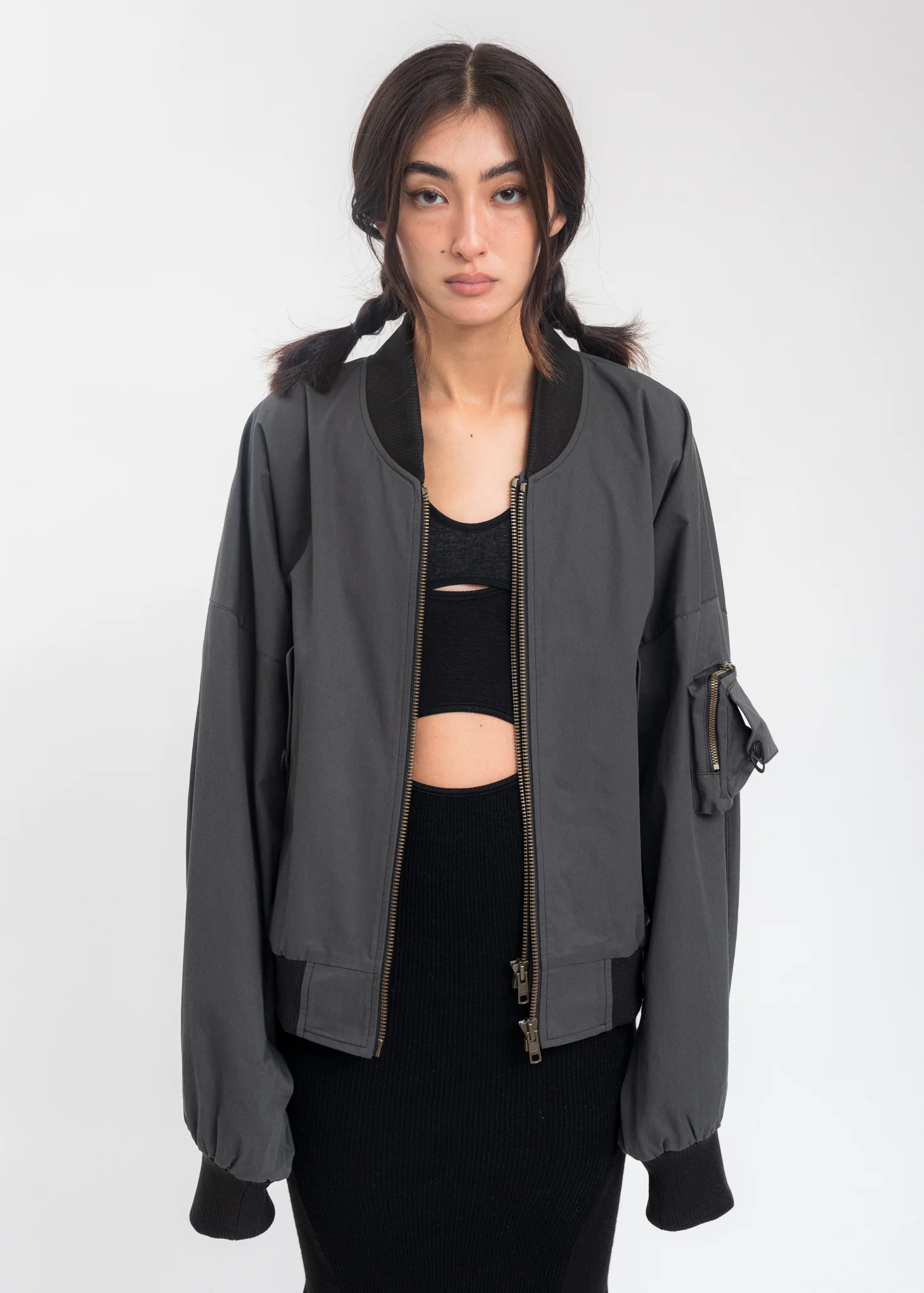 Dark Grey Cotton Bomber - Image 3