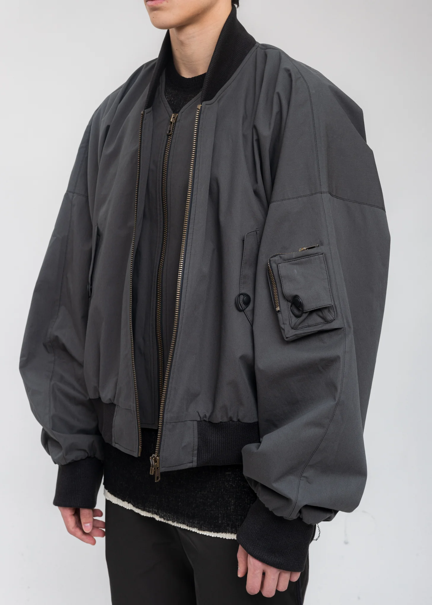 Dark Grey Cotton Bomber - Image 2