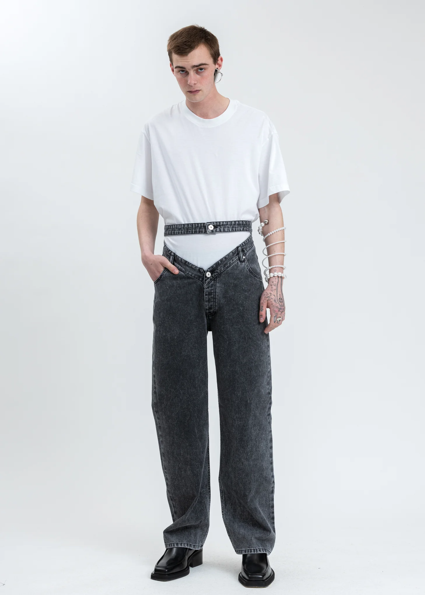 Dark Grey Crystal Rhinestone Jeans - Image 13