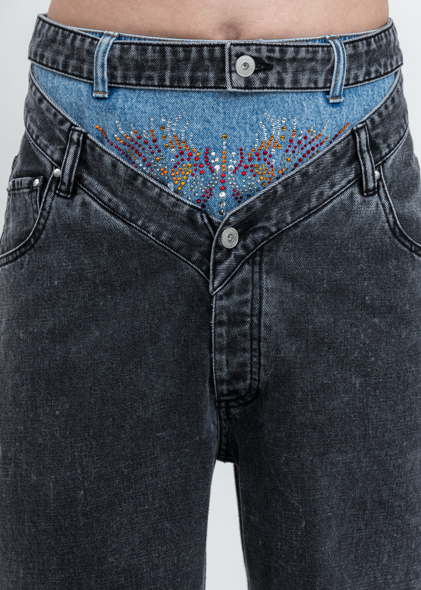 Dark Grey Crystal Rhinestone Jeans - Image 4