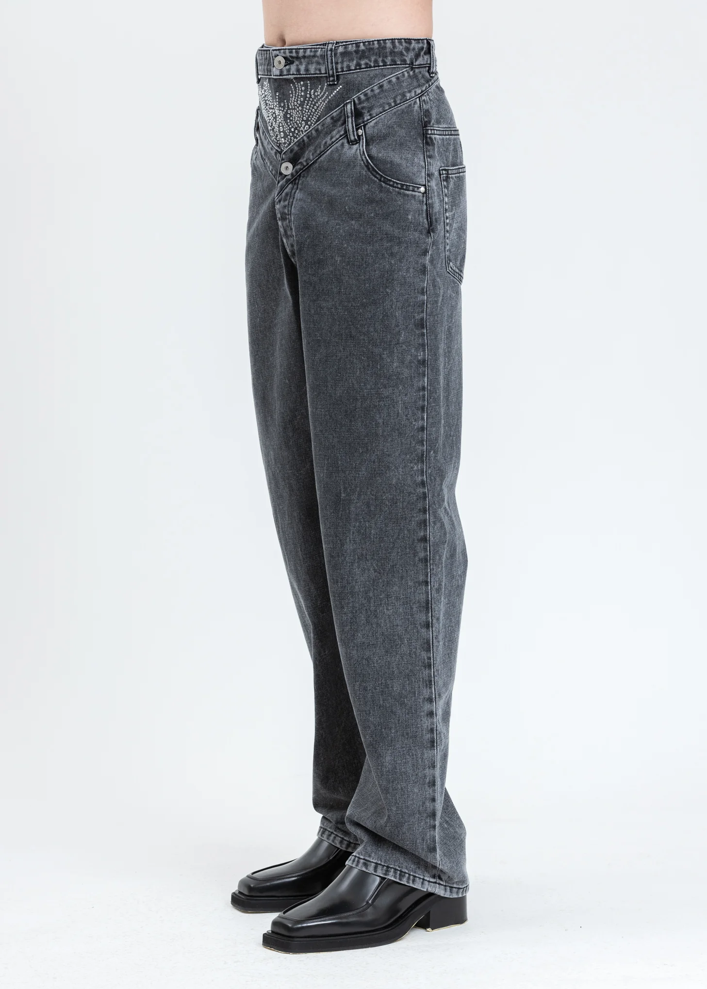 Dark Grey Crystal Rhinestone Jeans - Image 6