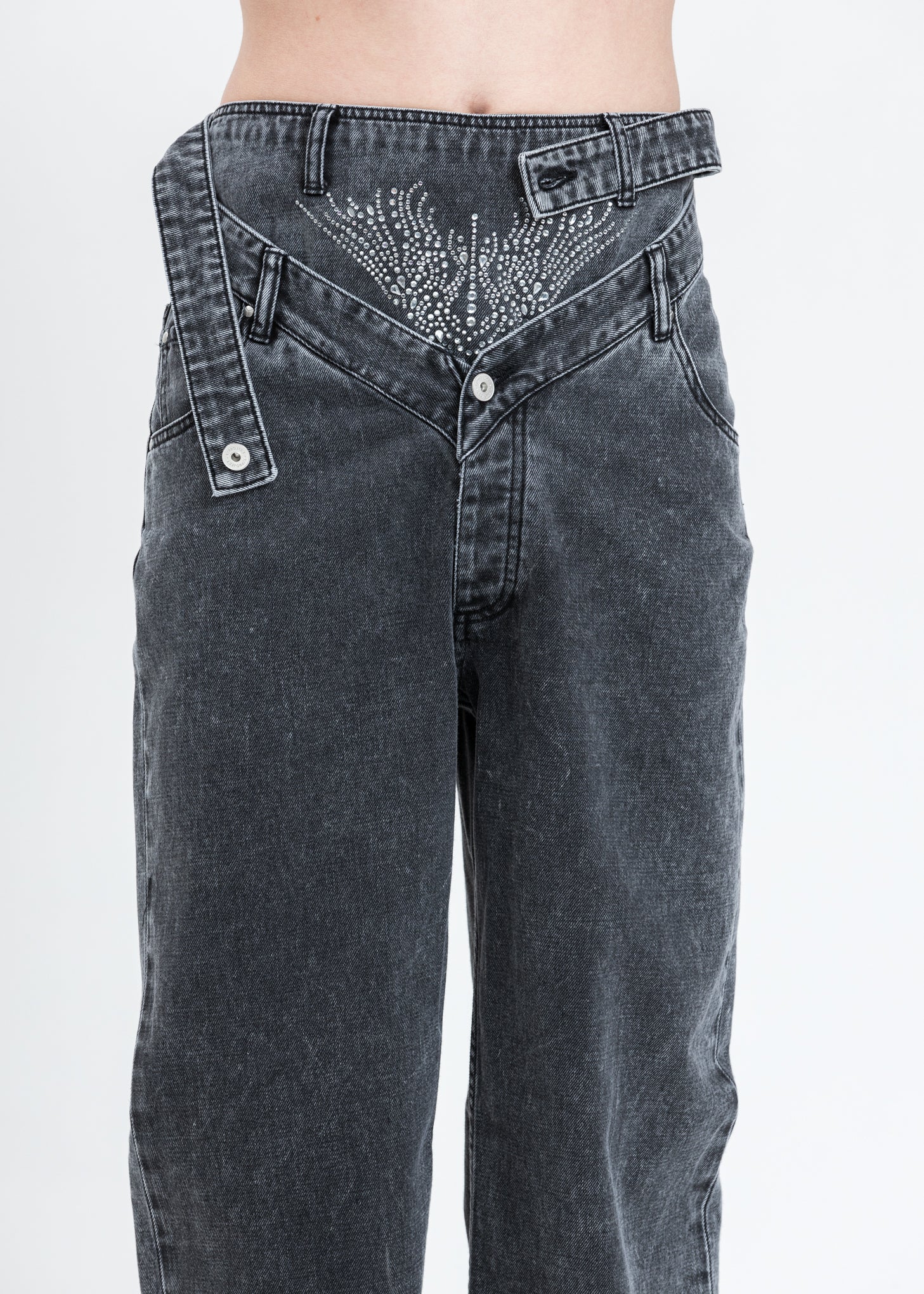 Dark Grey Crystal Rhinestone Jeans - Image 8
