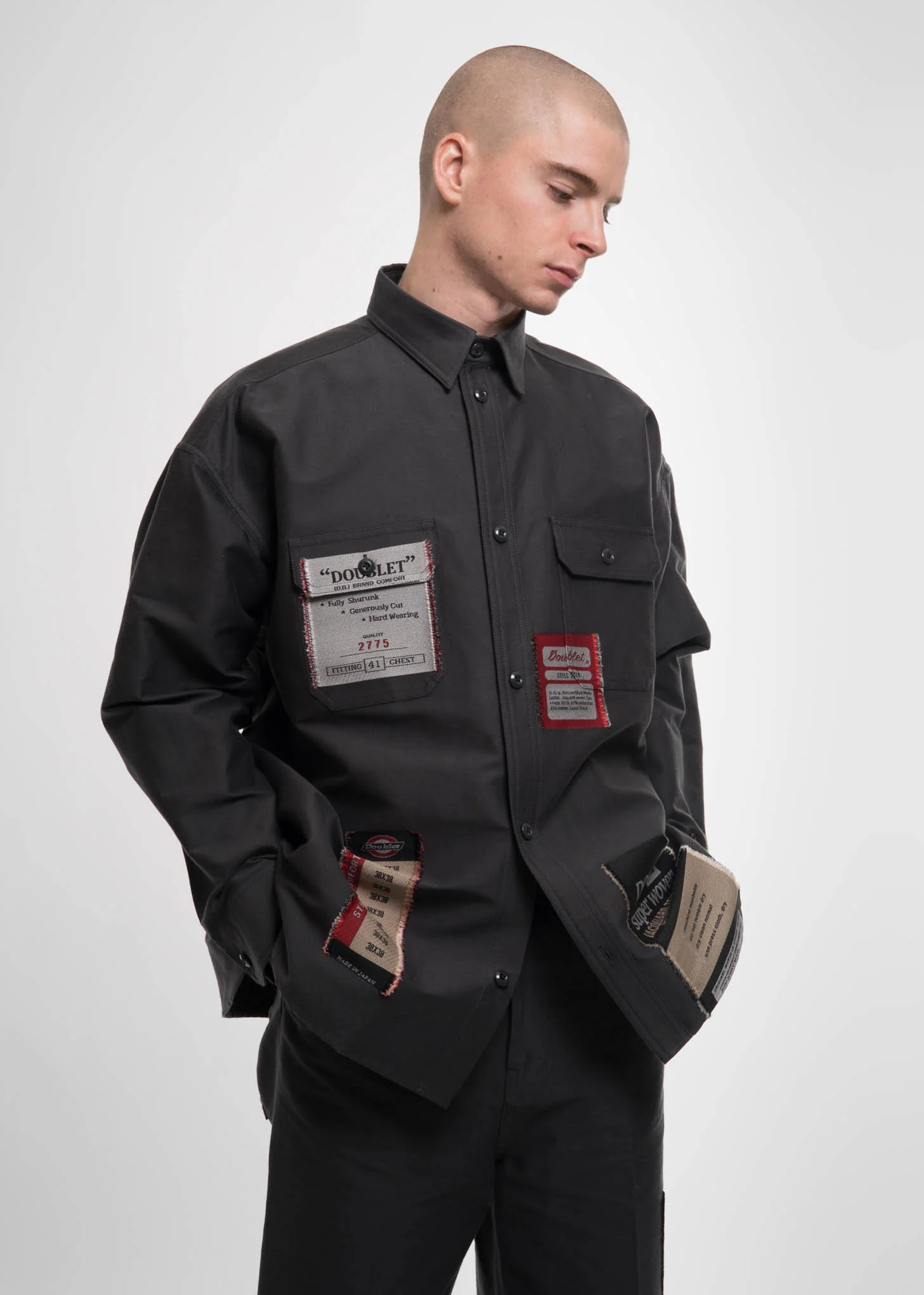 Dark Grey Deadstock Jacquard Shirt - Image 2