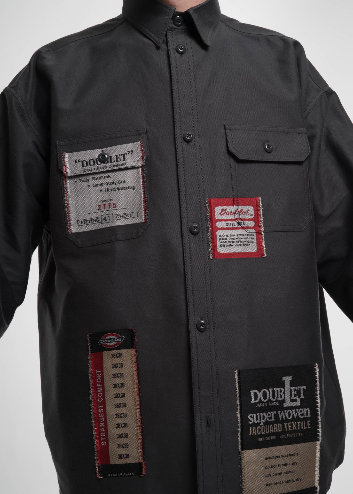 Dark Grey Deadstock Jacquard Shirt - Image 4