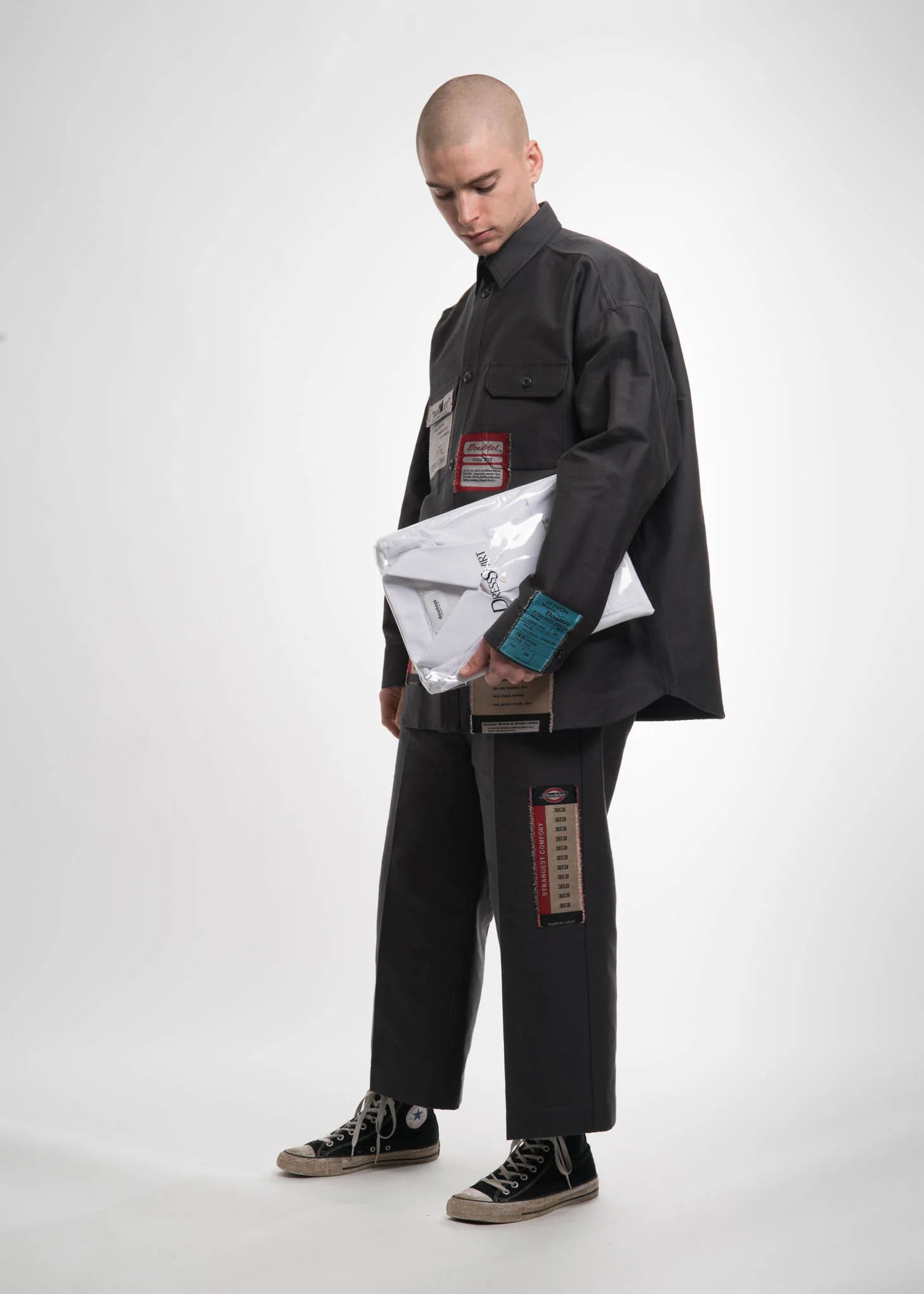Dark Grey Deadstock Jacquard Shirt - Image 5