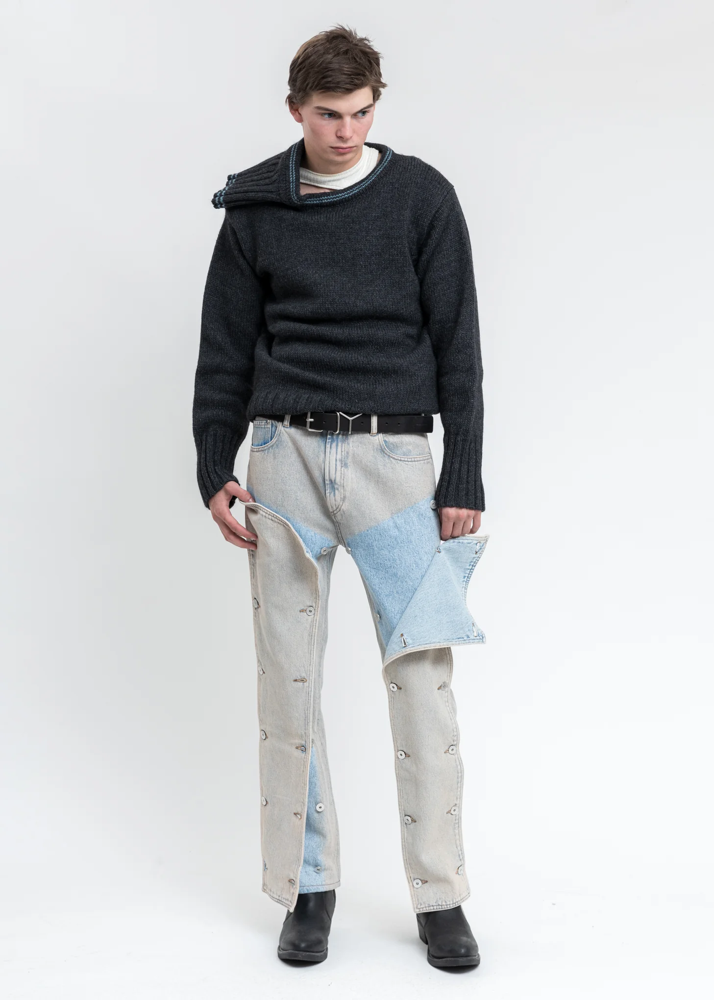 Dark Grey  Double Neck Oversized Knit Sweater - Image 7