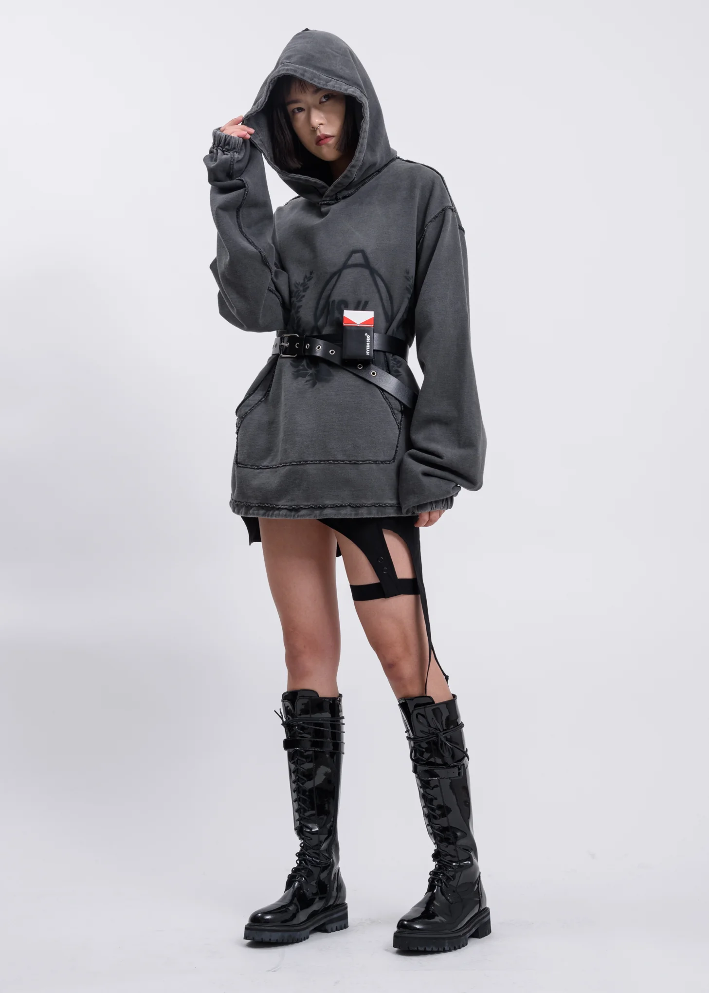 Dark Grey Emblem Pullover Hoodie - Image 5