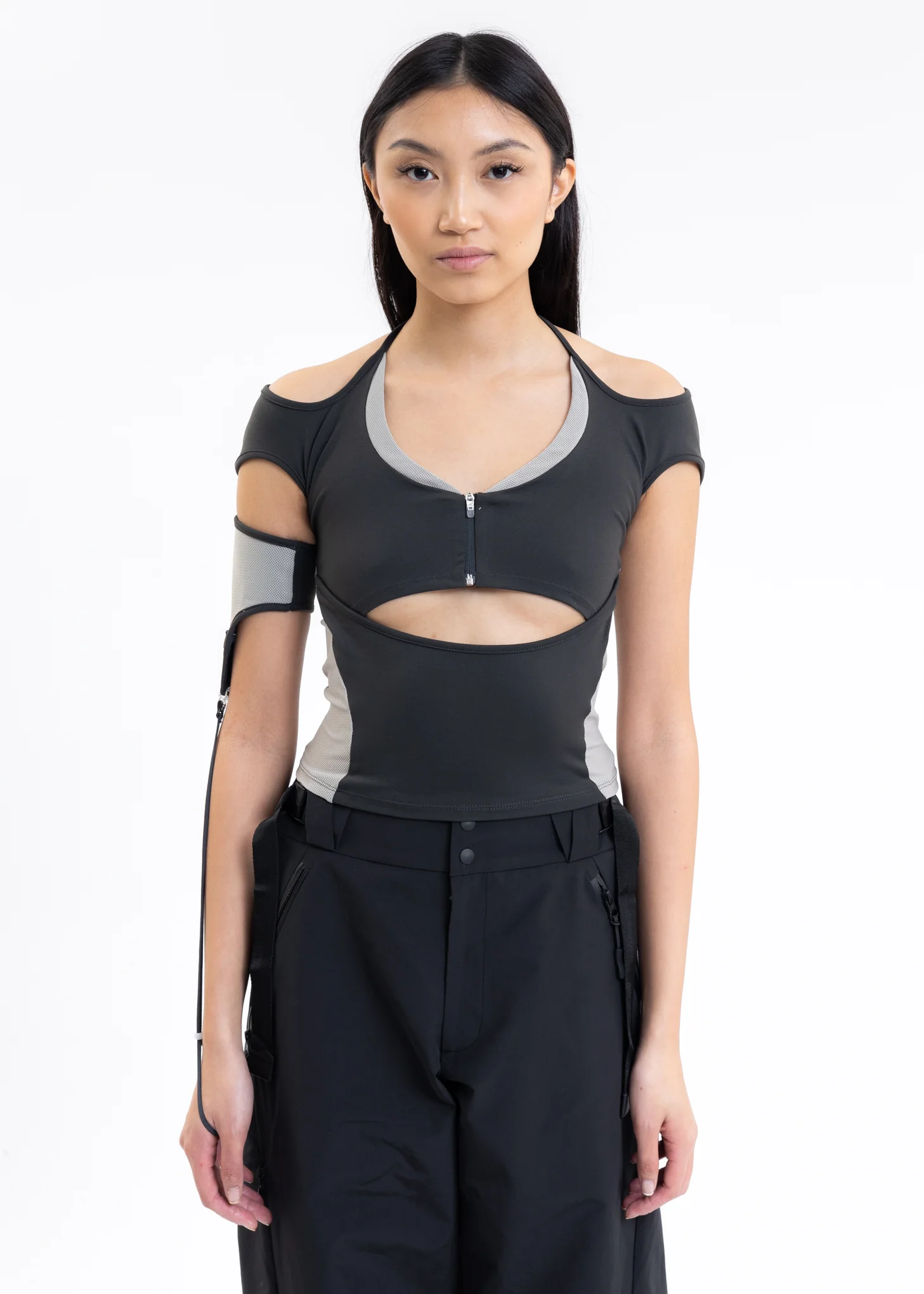 Dark Grey HALTER RACER TOP