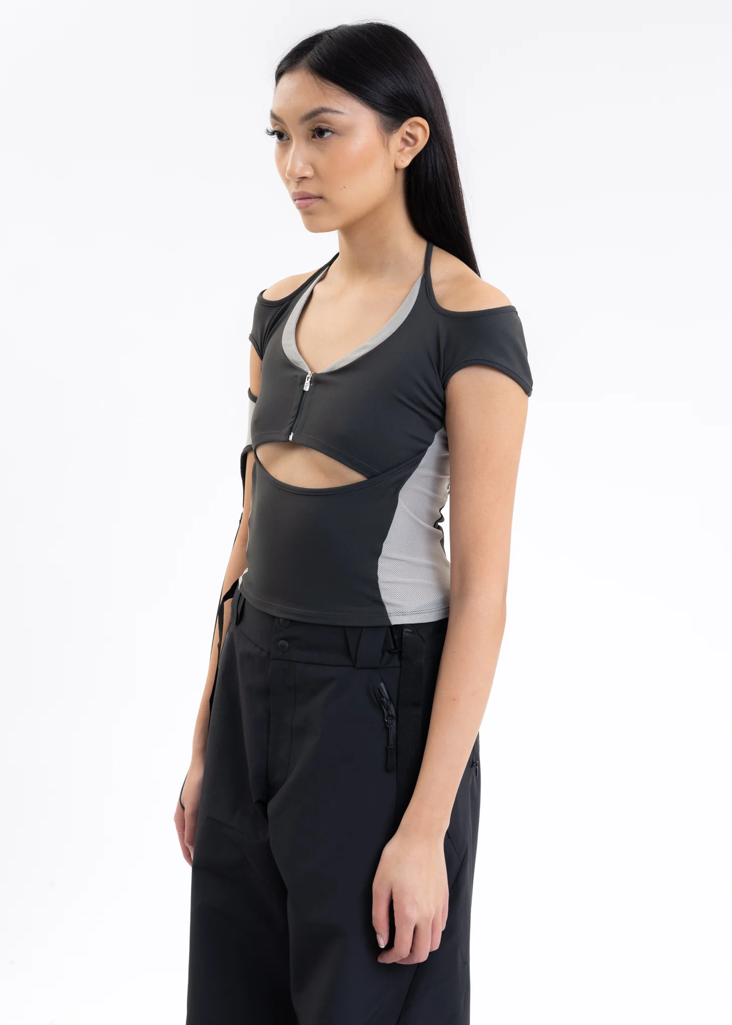 Dark Grey HALTER RACER TOP - Image 3