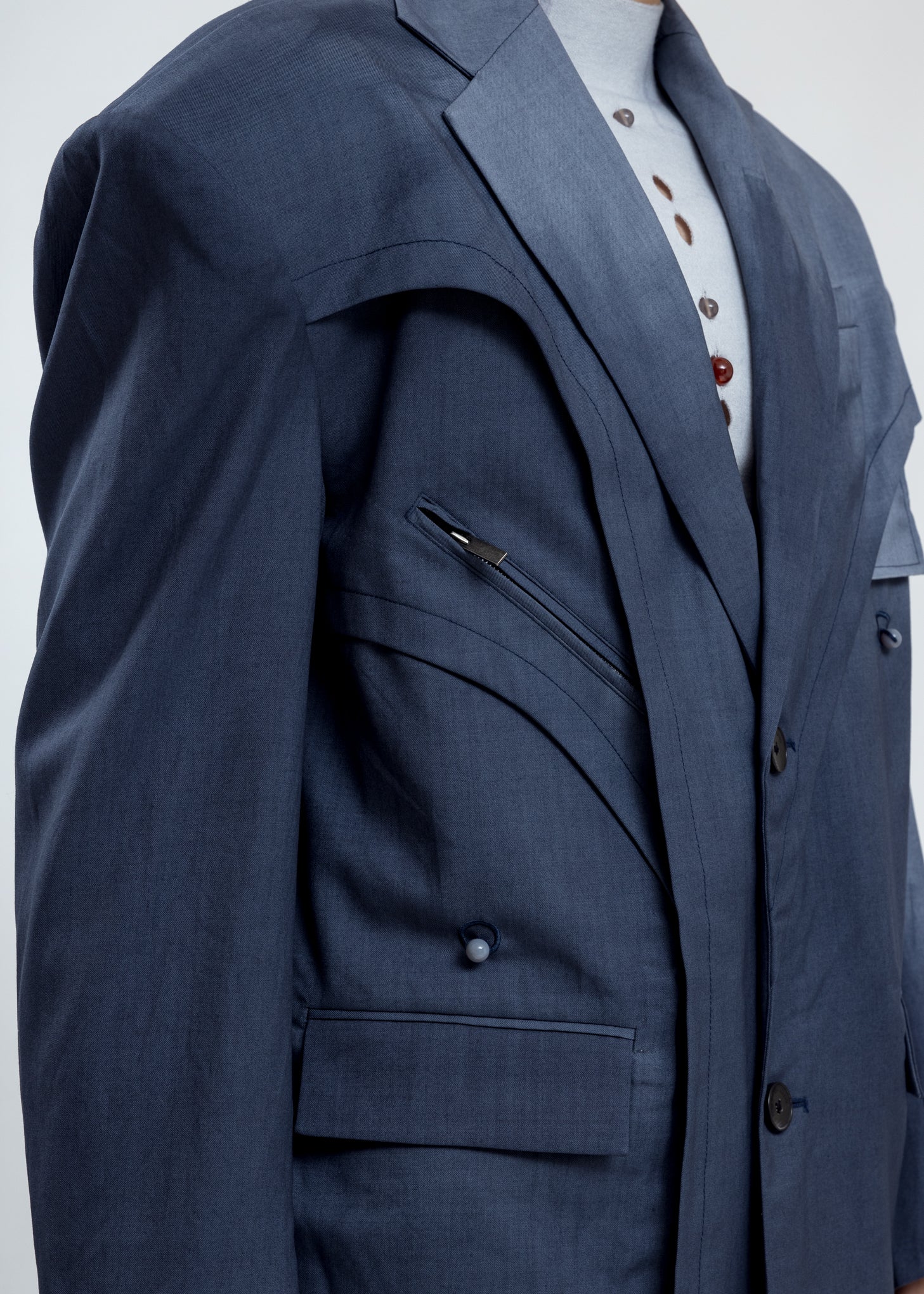 Dark Grey Tie Dye Layered Blazer - Image 5