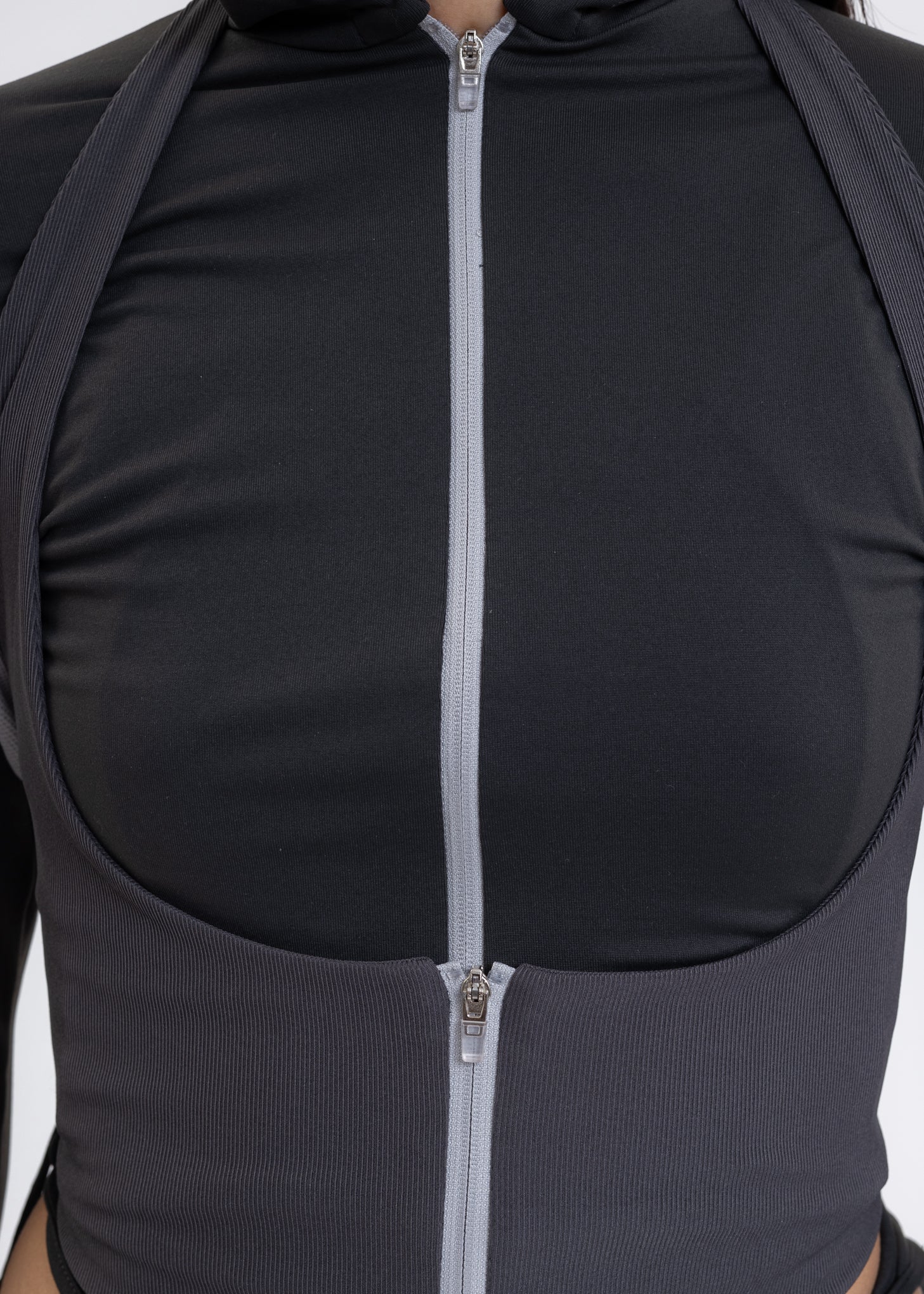 Dark Grey LAYERED ZIP TOP - Image 4