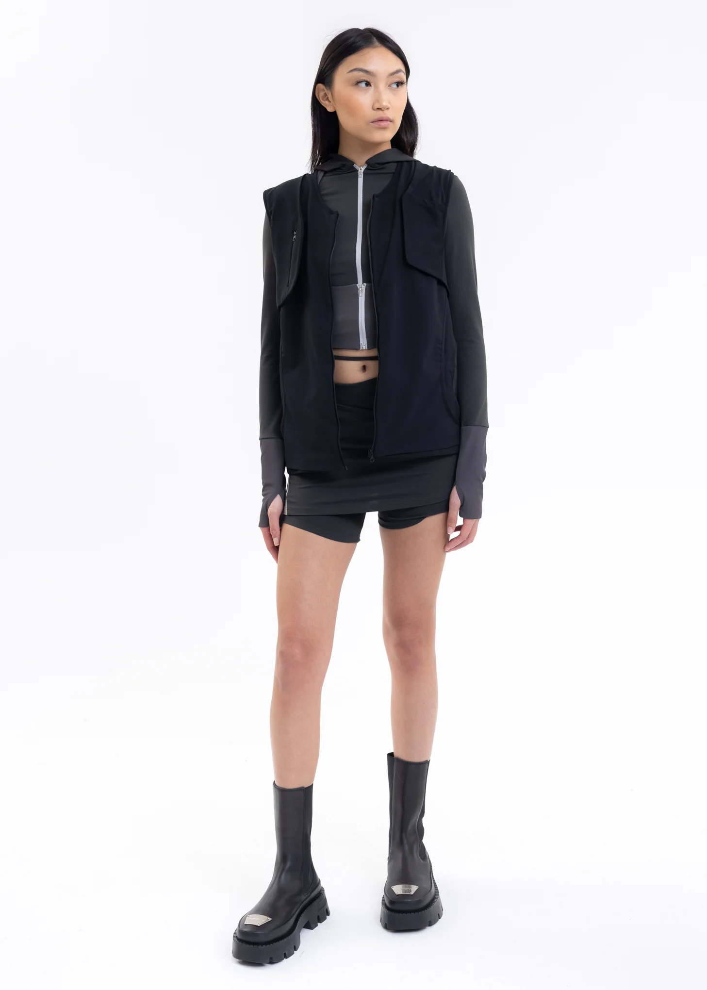 Dark Grey LAYERED ZIP TOP - Image 6