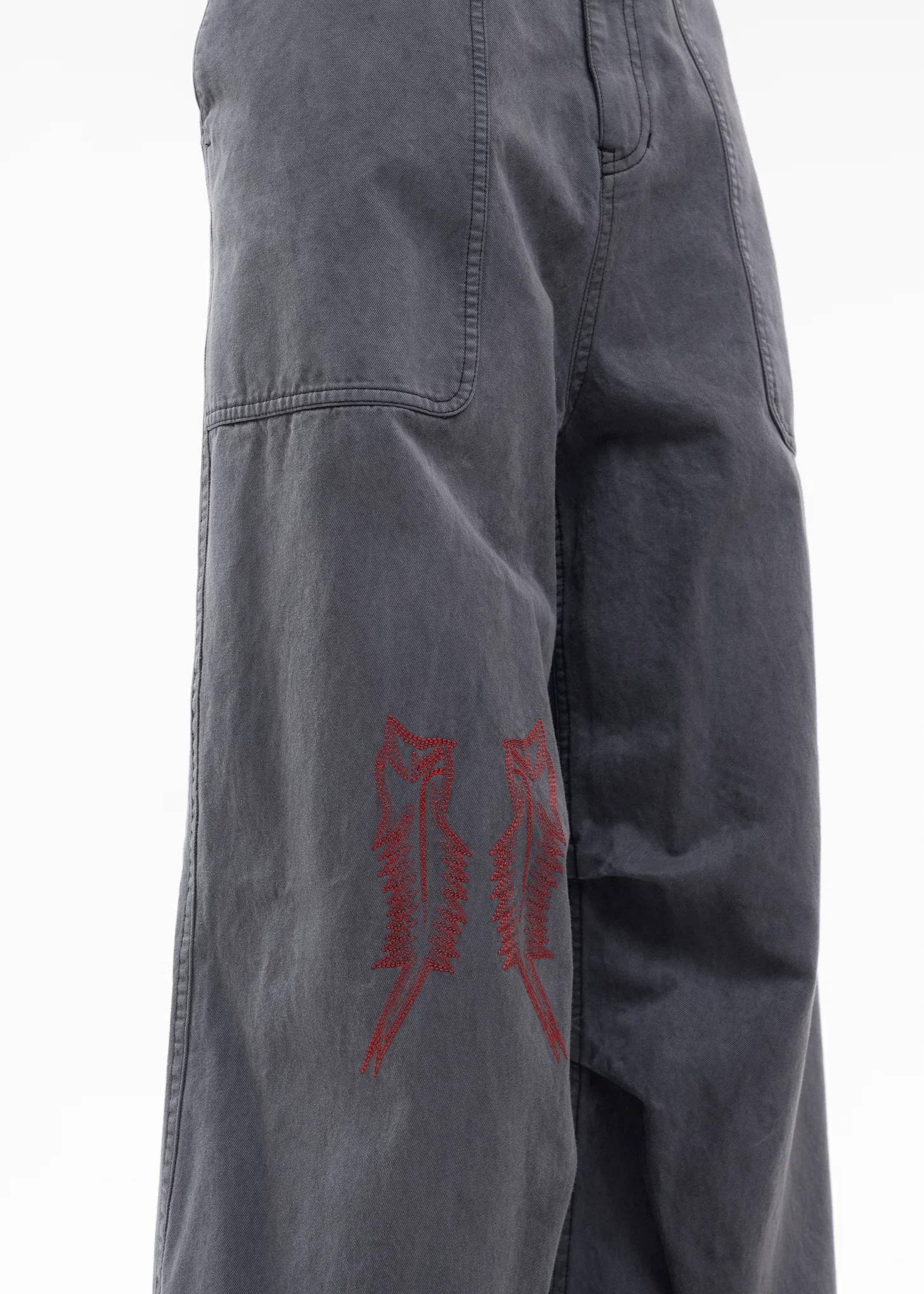DARK GREY MENS WESTERN EMBROIDERED PANTS - Image 3