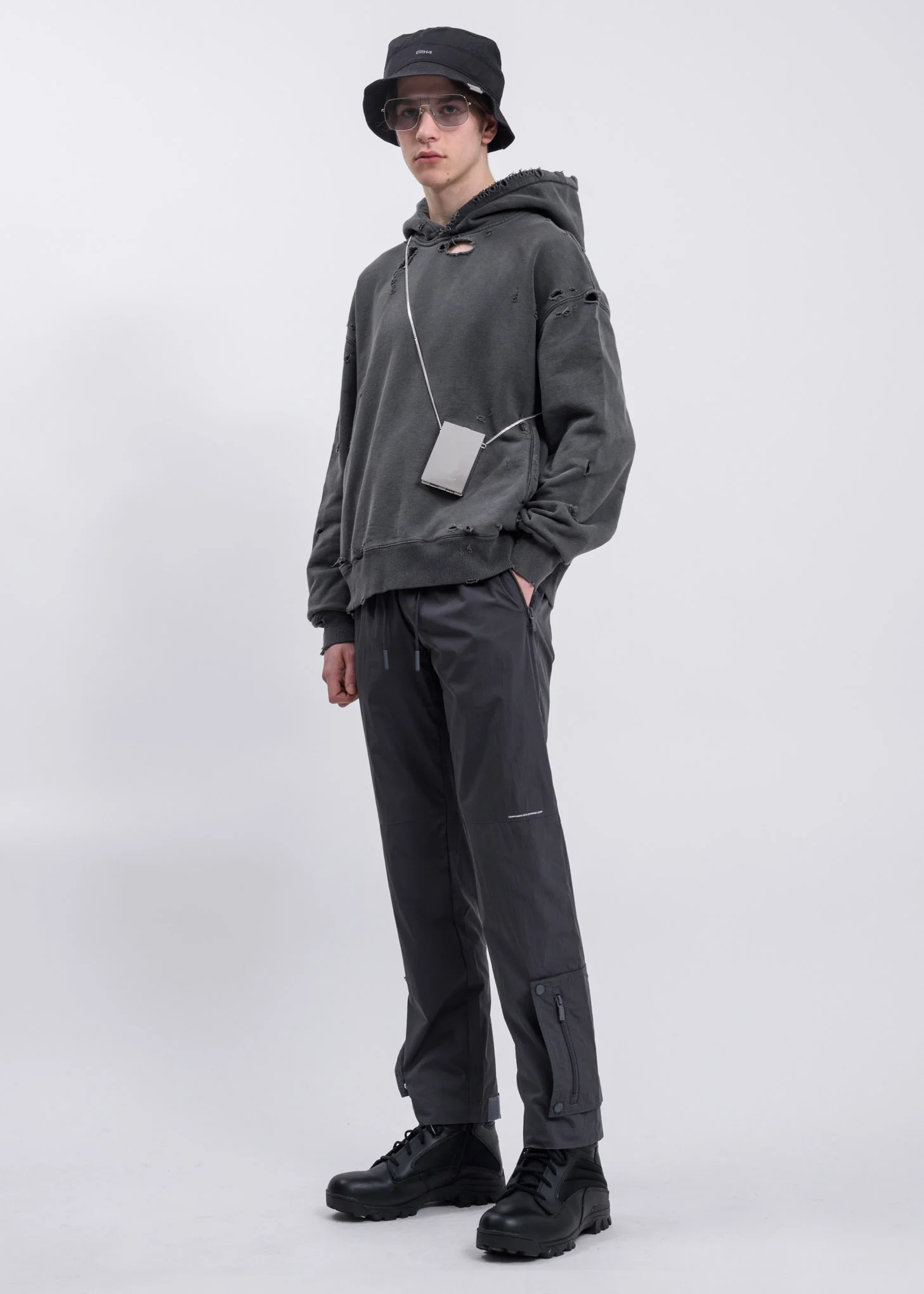 Dark Grey Side Pockets Track Pants - Image 6