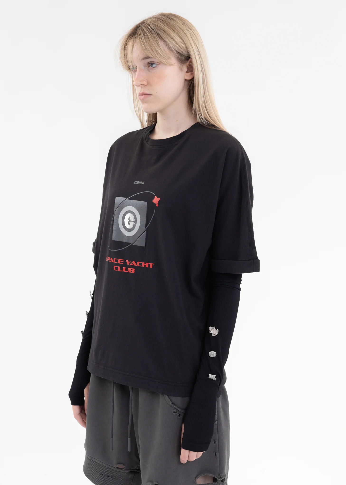 Dark Grey â€œSpace Yacht Clubâ€ T-shirt - Image 2